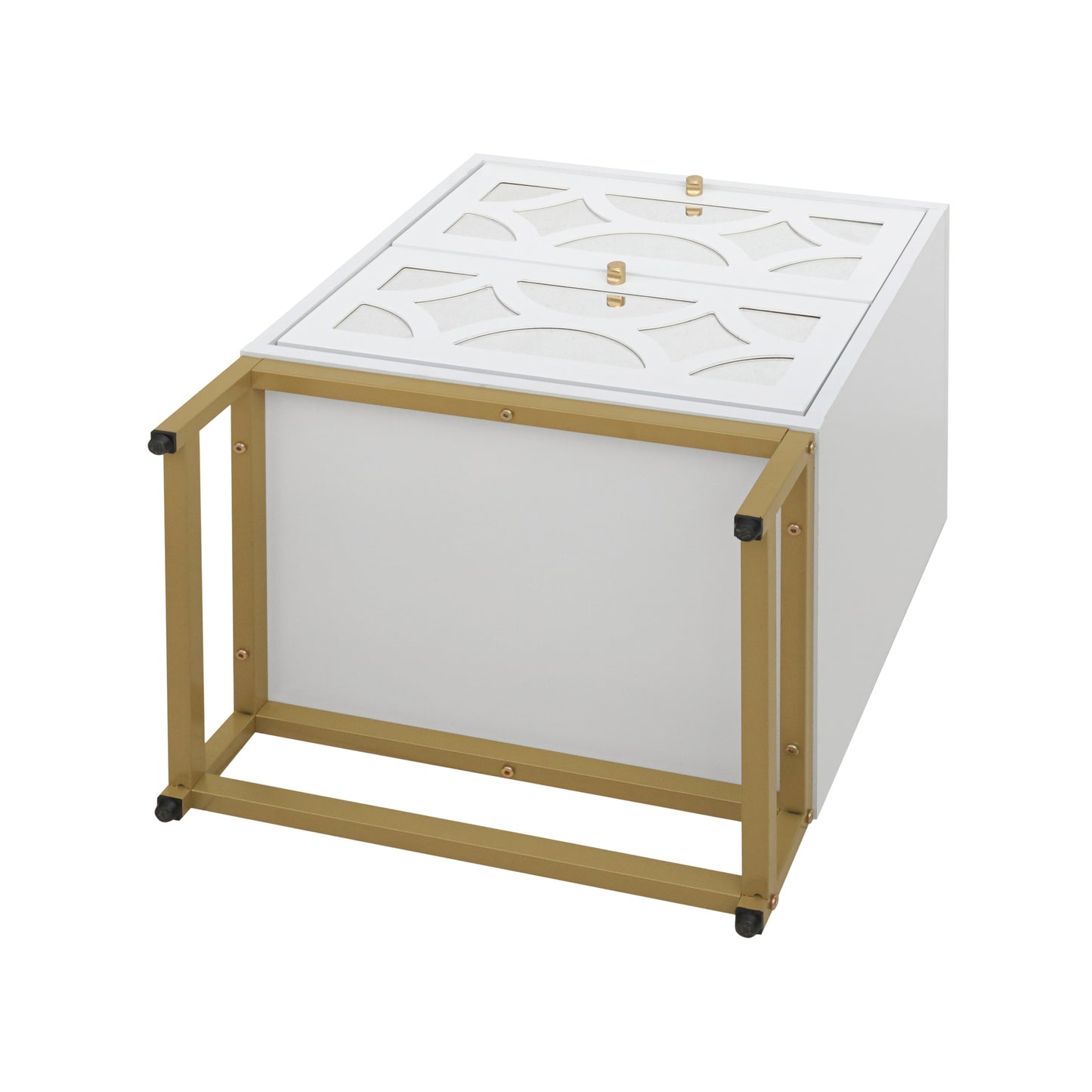 2 drawer nightstand,Small Bedside Table with 2 Drawers,White Mirrored Nightstand,with Gold Legs, Side Table with Storage for Bedroom, Living Room