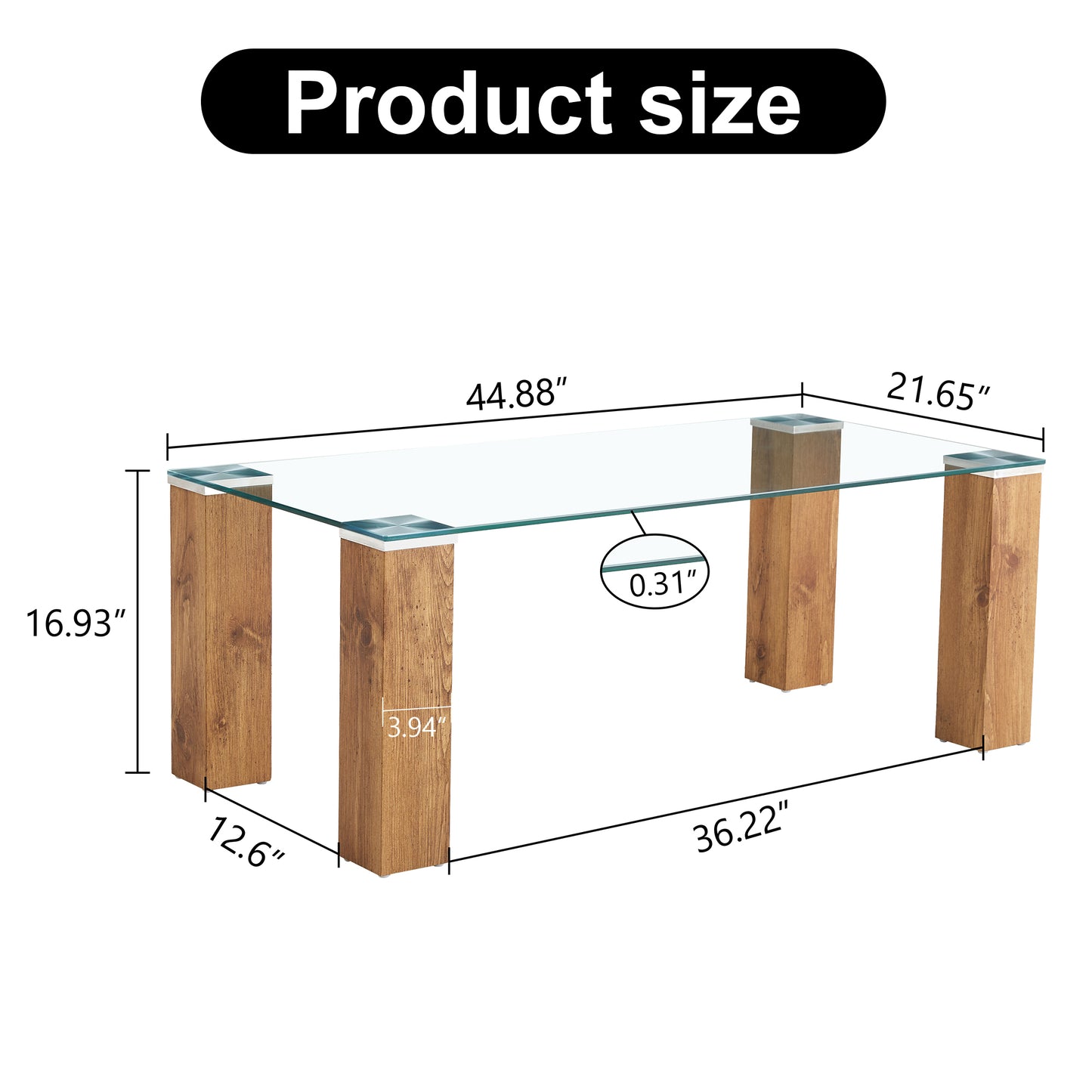 Elegant Glass Coffee Table with Durable MDF Legs - Stylish Combination of Sophistication and Strength