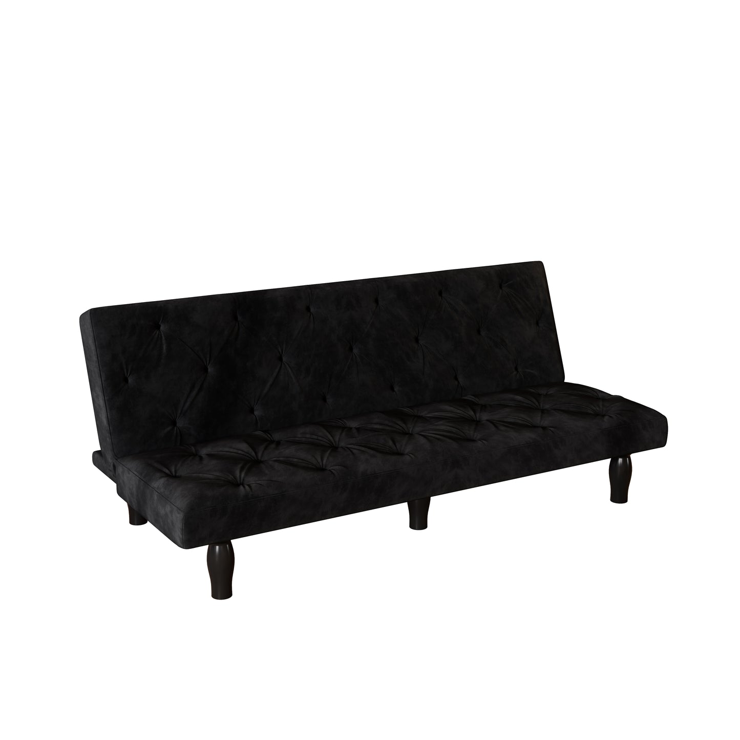 Convertible Black Velvet Sofa Bed for Family Living Room, Apartment, or Bedroom