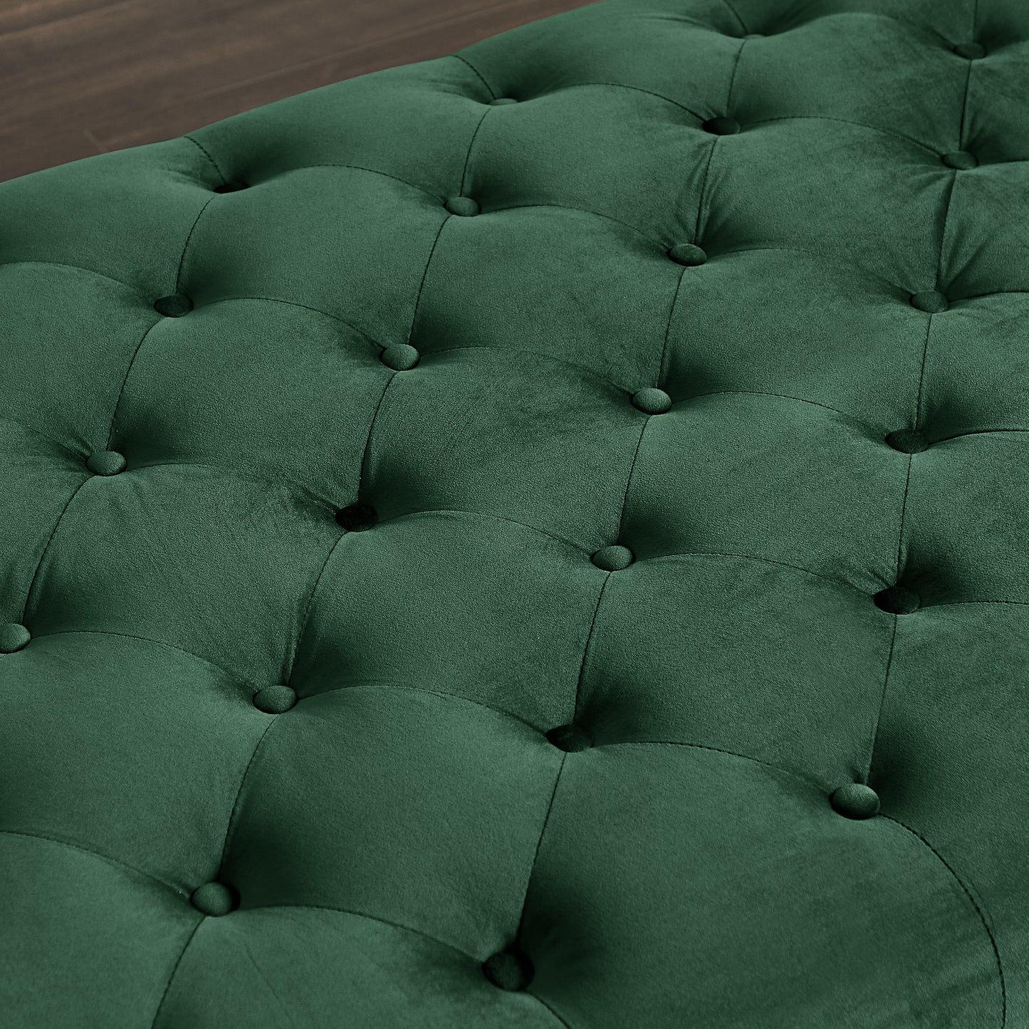 2038 Large Green Rectangular Upholstered Stool