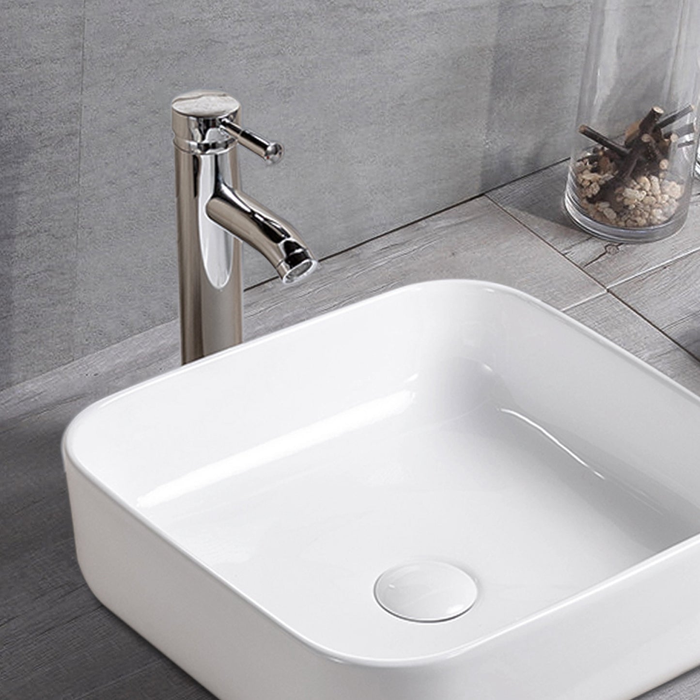 Vessel  Bathroom Sink Basin in White Ceramic