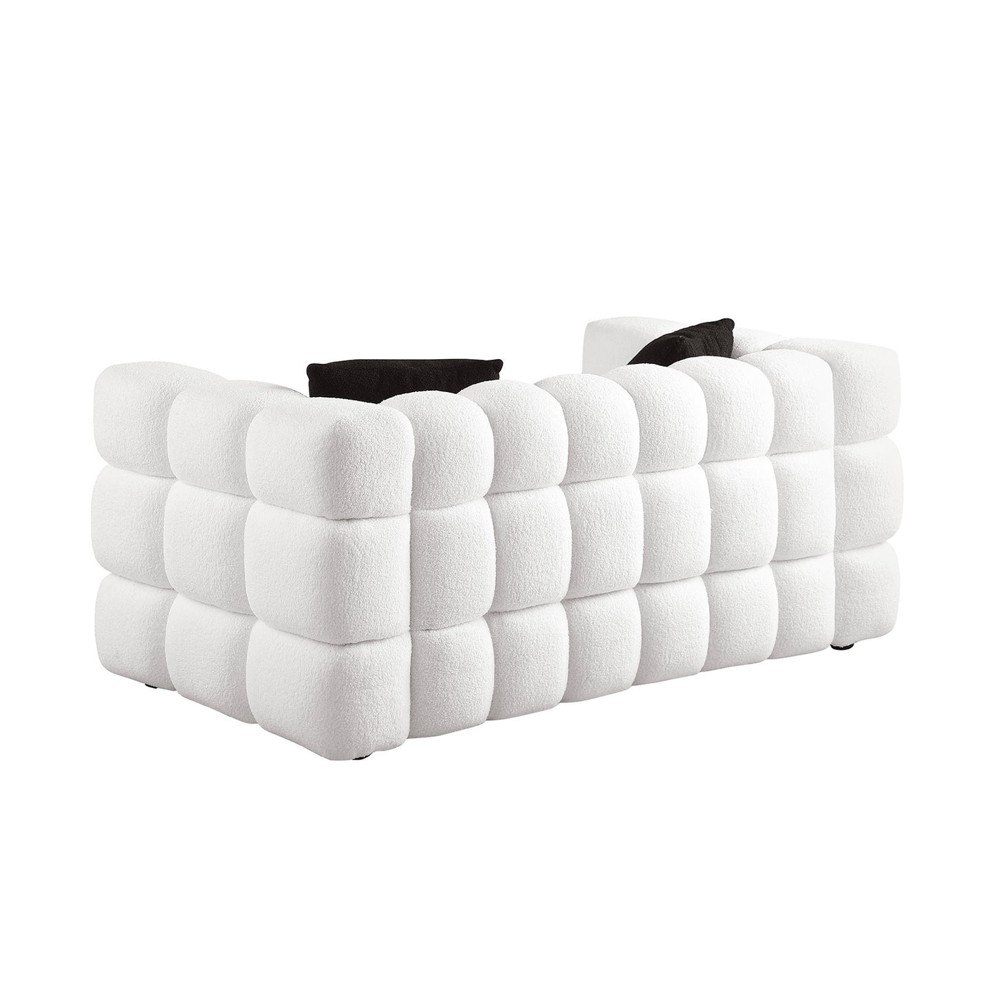 Plush Boucle White 3-Seater Marshmallow Sofa