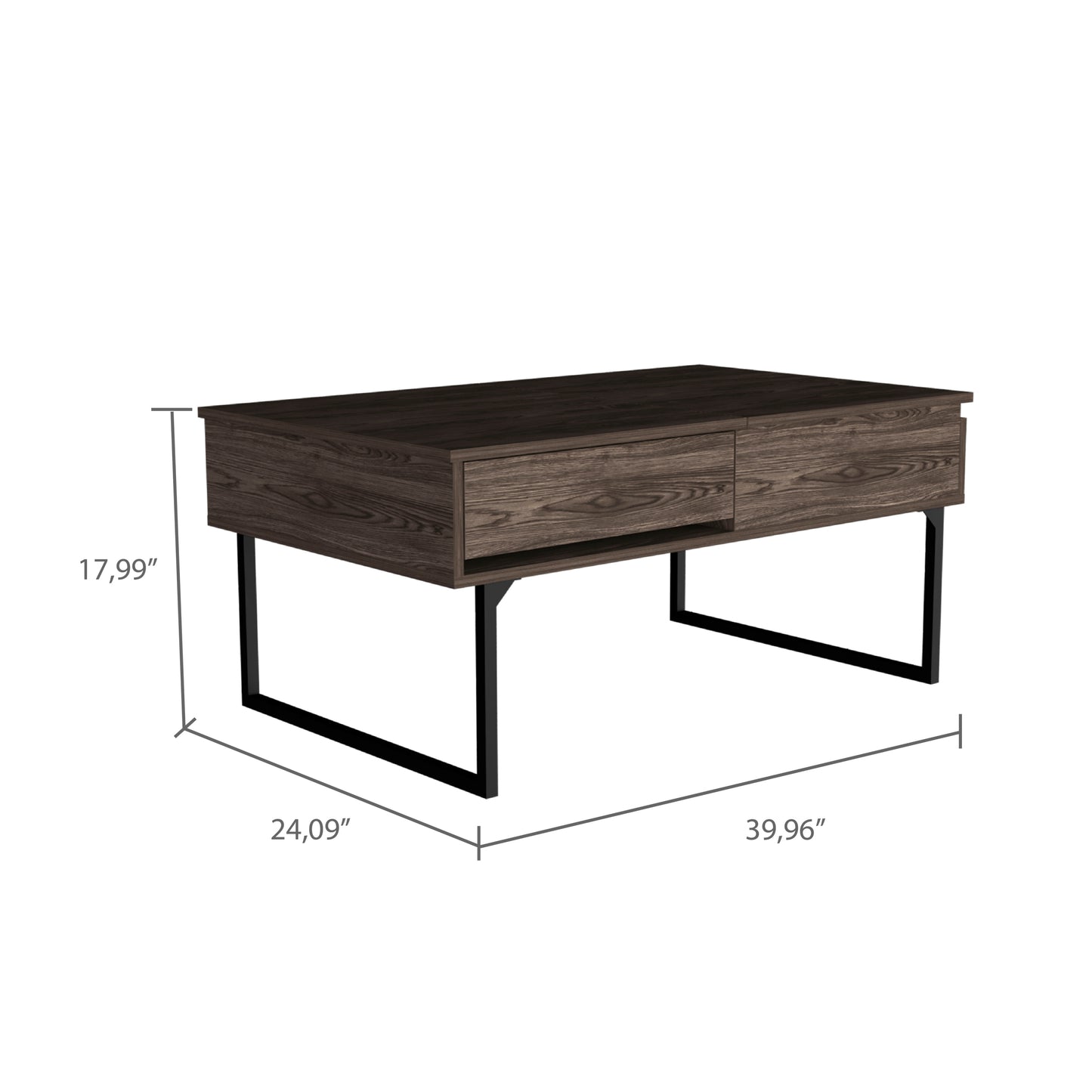 Elegant Dark Walnut Lift Top Coffee Table With Drawer Vezu