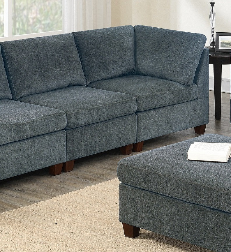 Versatile Grey Chenille Modular Sofa Set with Ottoman and 8-Piece Configuration