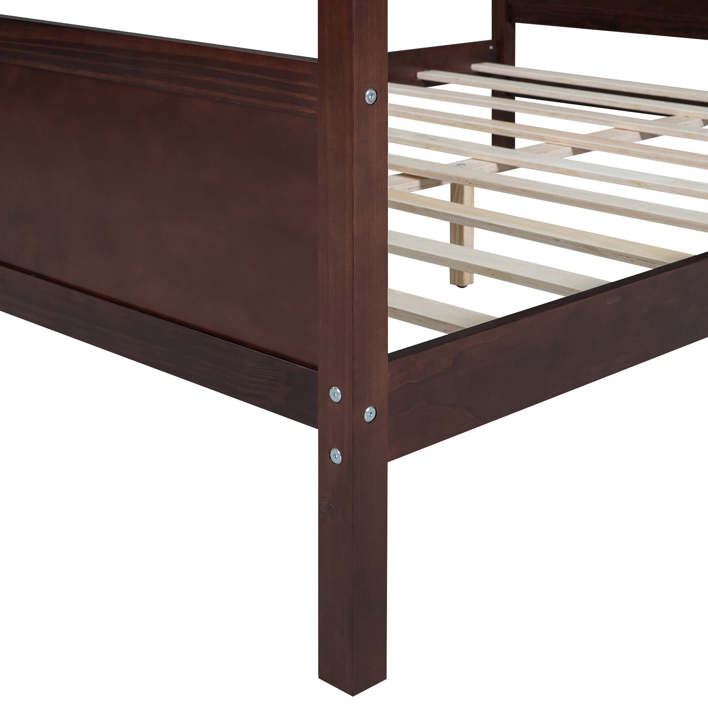 Queen Size Canopy Platform Bed with Headboard and Footboard, Slat Support Leg - Espresso