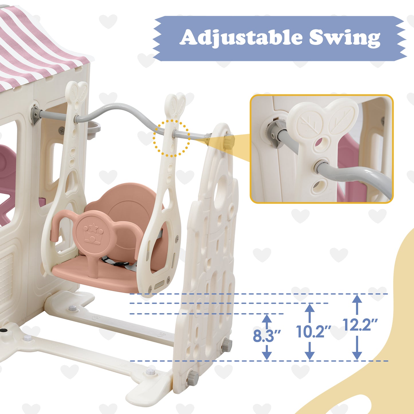 6-in-1 Toddler Swing and Slide Playset with Fairy House