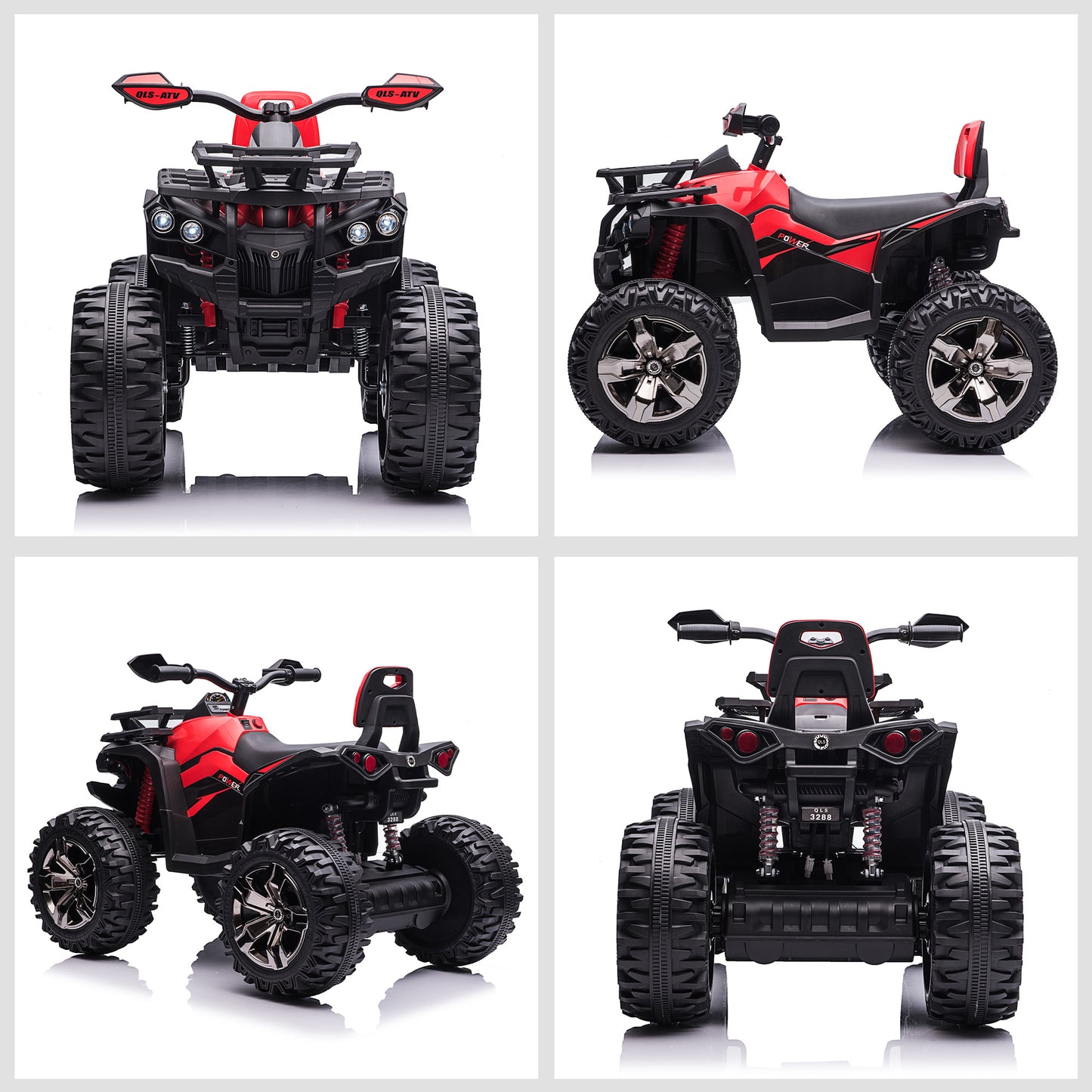 12V Kids ATV Ride-on Four-Wheeler Toy Car with Music, Realistic Headlights, Wide Wheels, Rechargeable Battery-Powered, for Boys and Girls, Red