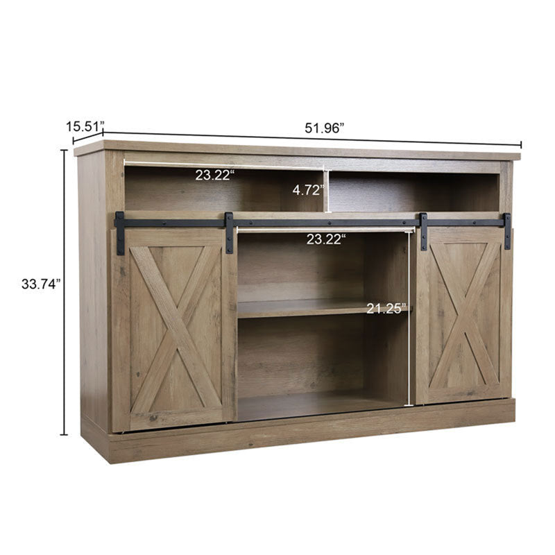 Rustic Sliding Barn Door TV Stand with Storage Cabinet for Farmhouse Chic Requirements