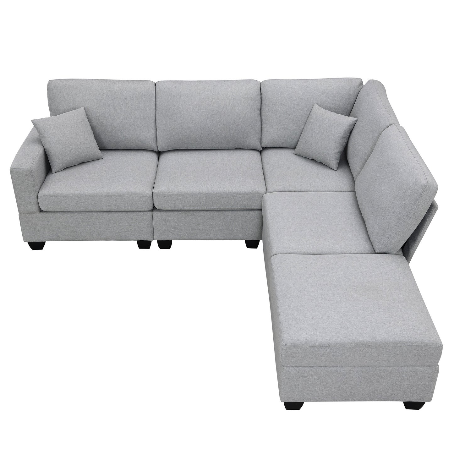 Modern 5-Seat Sectional Sofa Set with Convertible Ottoman