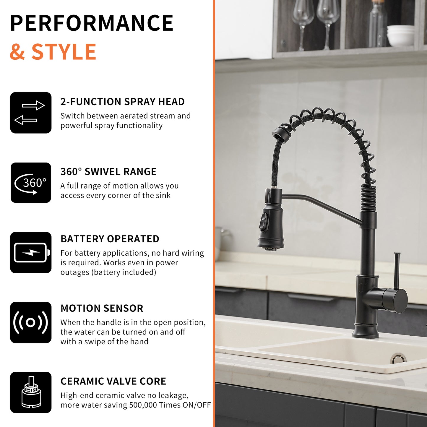 Touchless Kitchen Faucet,Hands Free Automatic Smart Kitchen Faucet