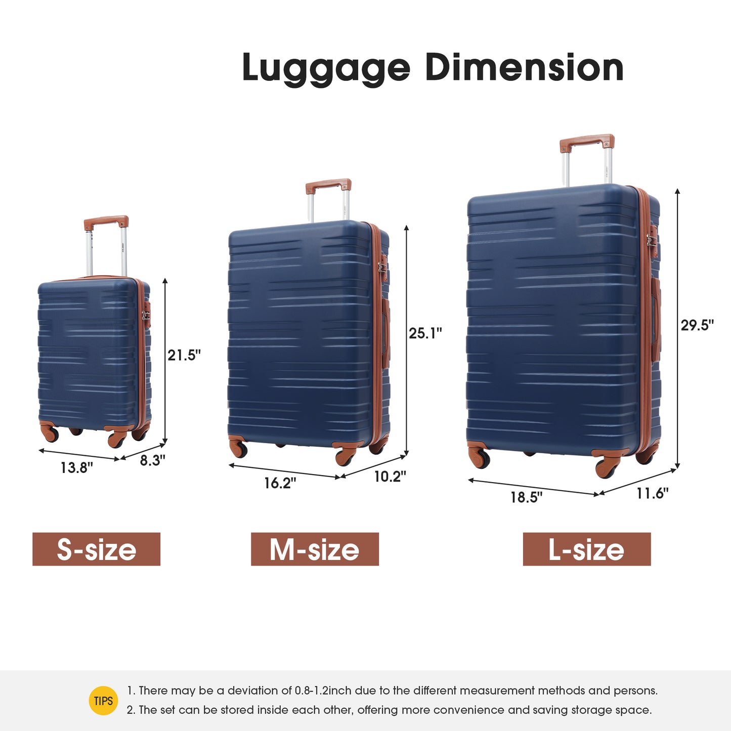 Hardshell Luggage Sets 3 Pcs Spinner Suitcase with TSA Lock Lightweight 20''24''28''