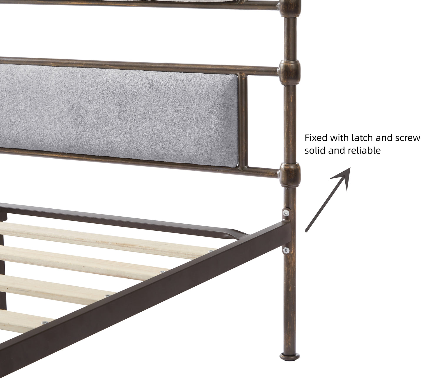 King size High Boad Metal bed with soft head and tail, no spring, easy to assemble, no noise