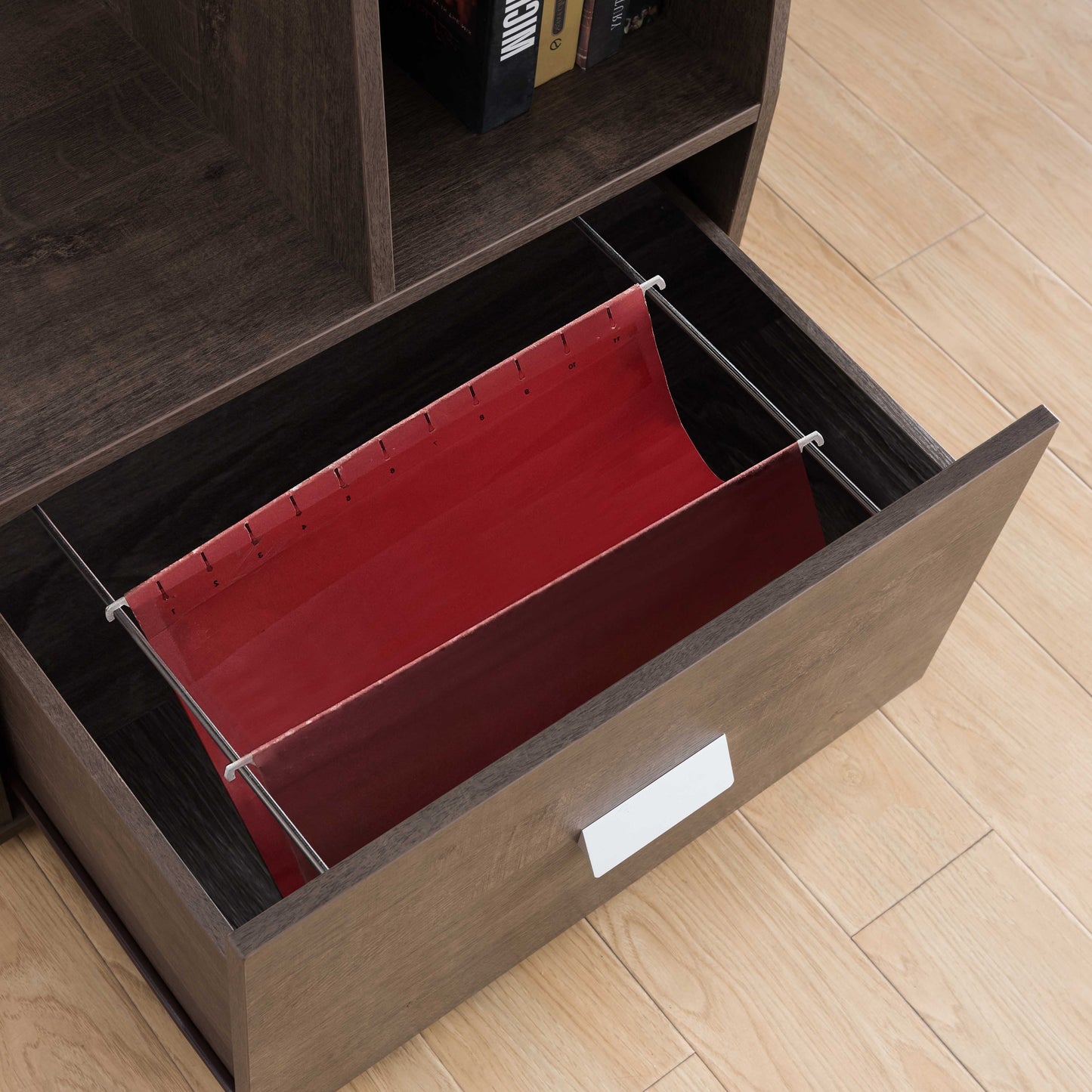 Walnut Oak Desk with Generous Storage and Display Area