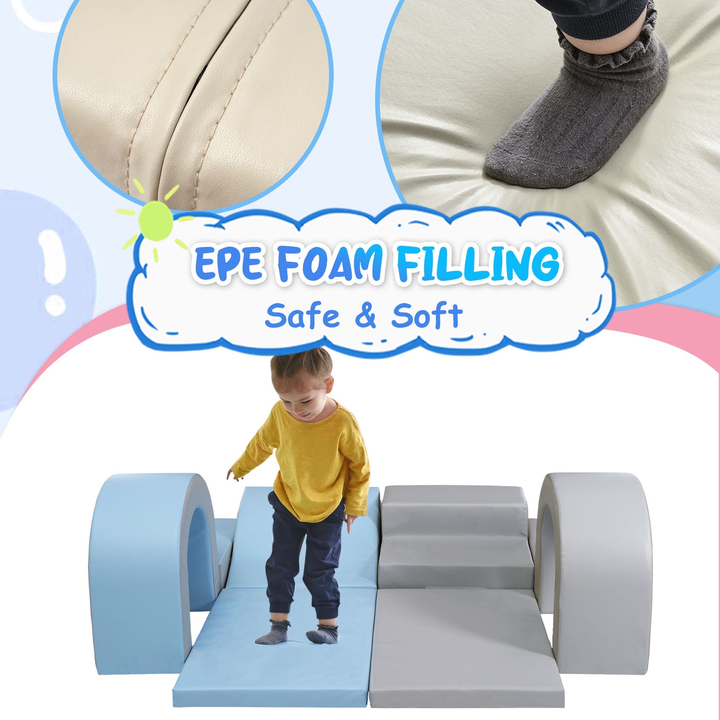 Soft EPE Foam Climbing and Crawling Playset for Active Indoor Play