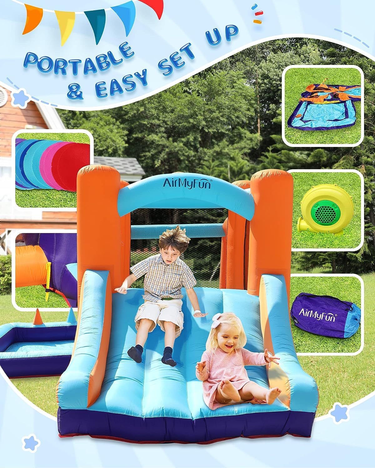 Inflatable Bounce House with Multiple Activities for Kids Outdoor