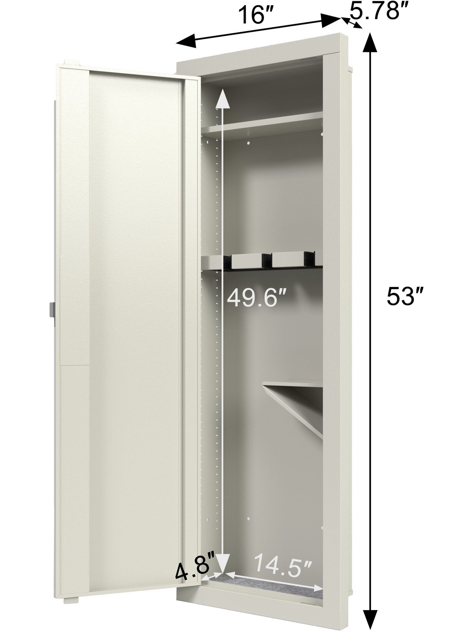 White Wall-Mounted Gun Safe with Digital Keypad and Hidden Storage