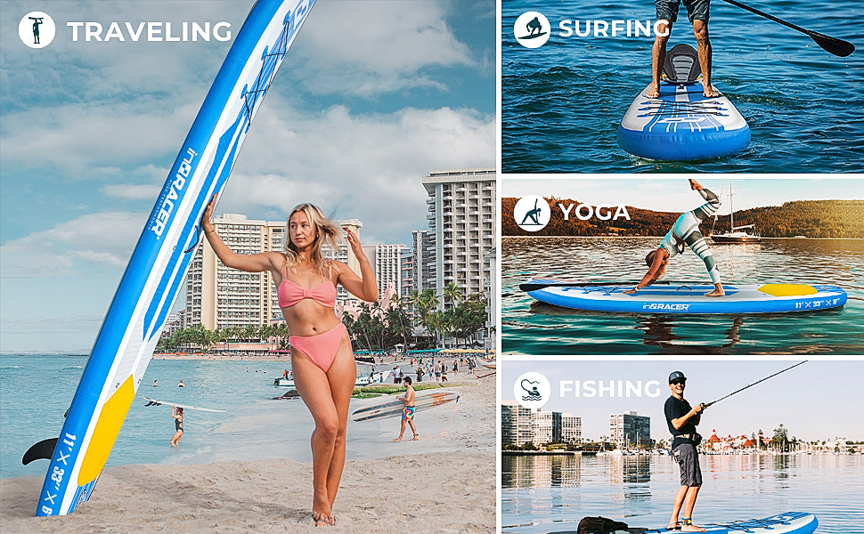 inQracer 11'/10'6" Inflatable Stand Up Paddle Board with Free Premium SUP Accessories & Backpack