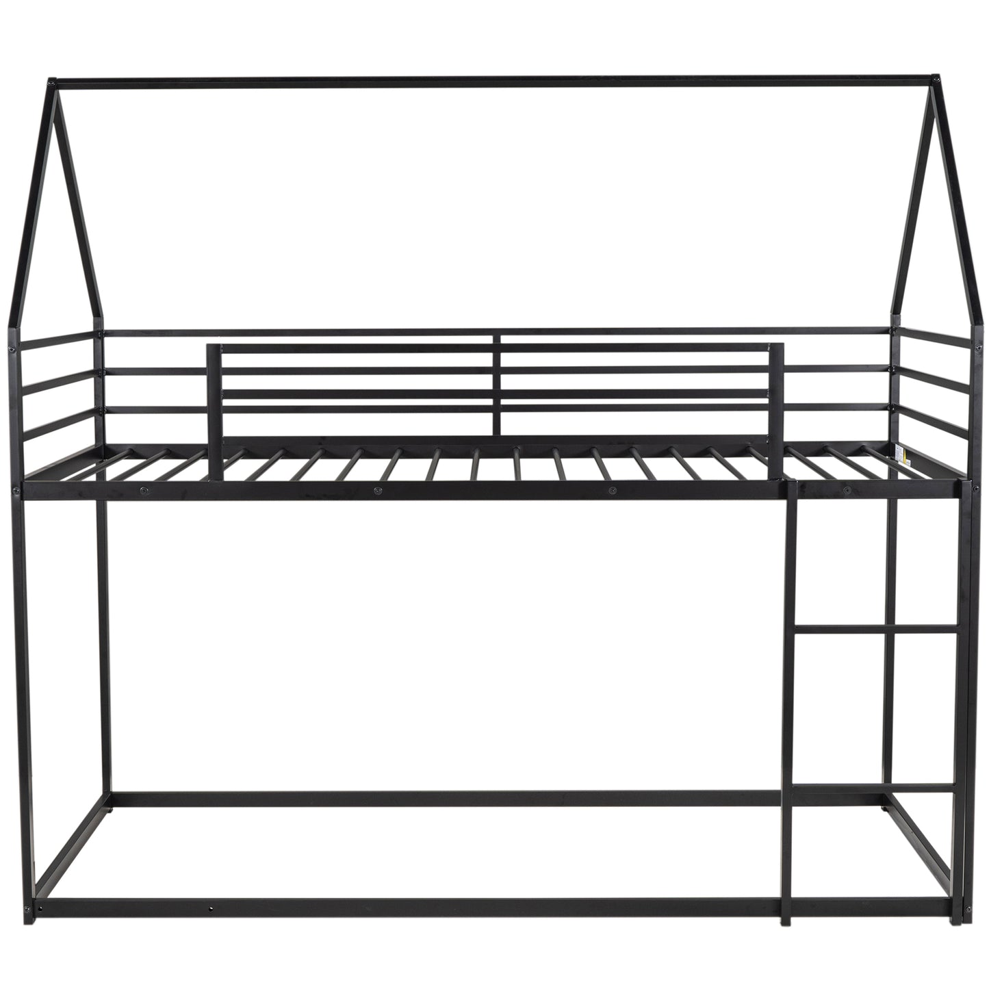 Whimsical Black Metal Twin over Twin Bunk Bed with Slide