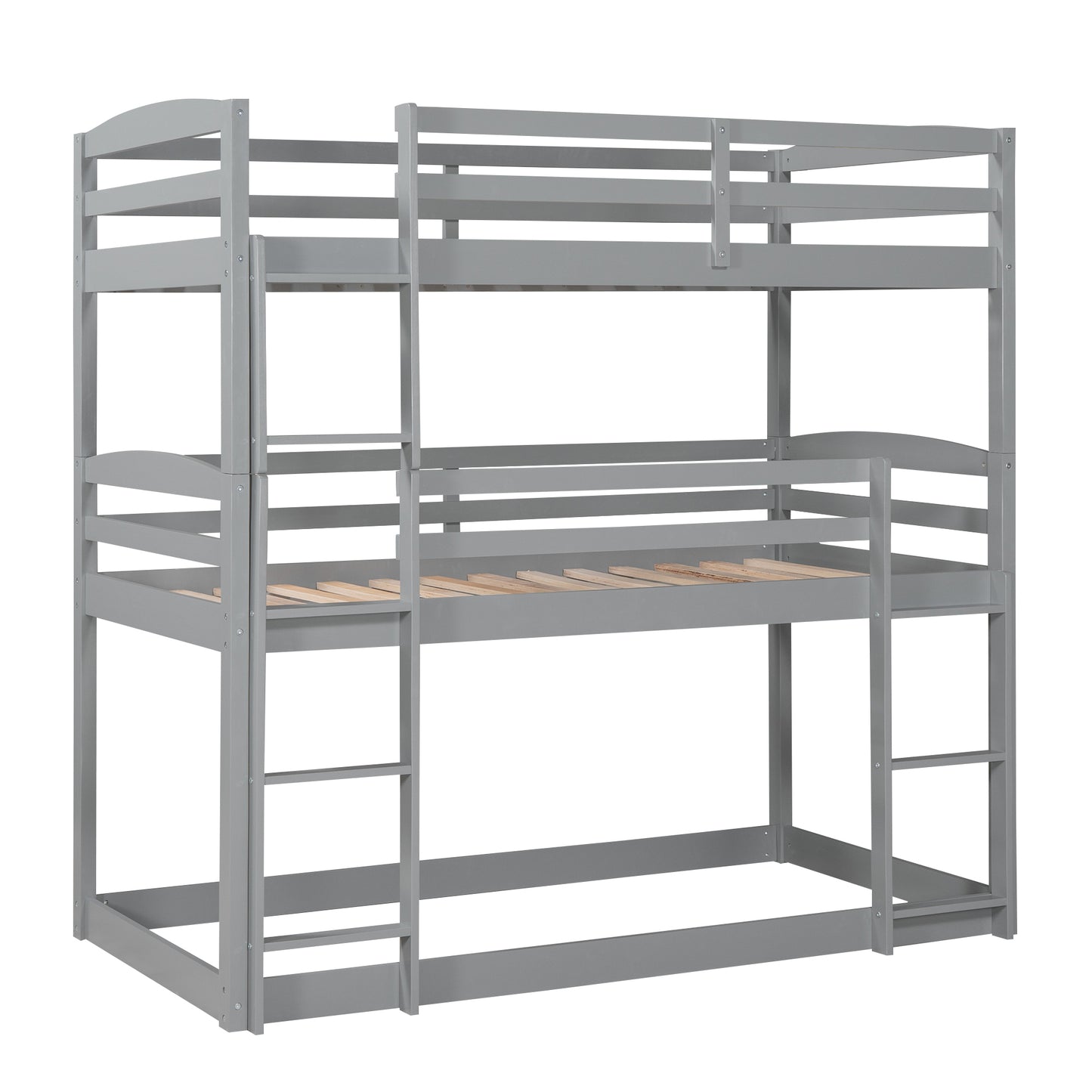 Gray Stain Triple Tier Bunk Bed