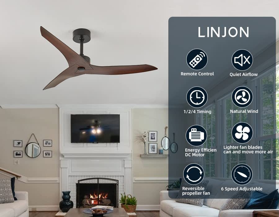 52 Energy-Efficient Farmhouse Ceiling Fan with Remote Control for Indoor and Outdoor Spaces