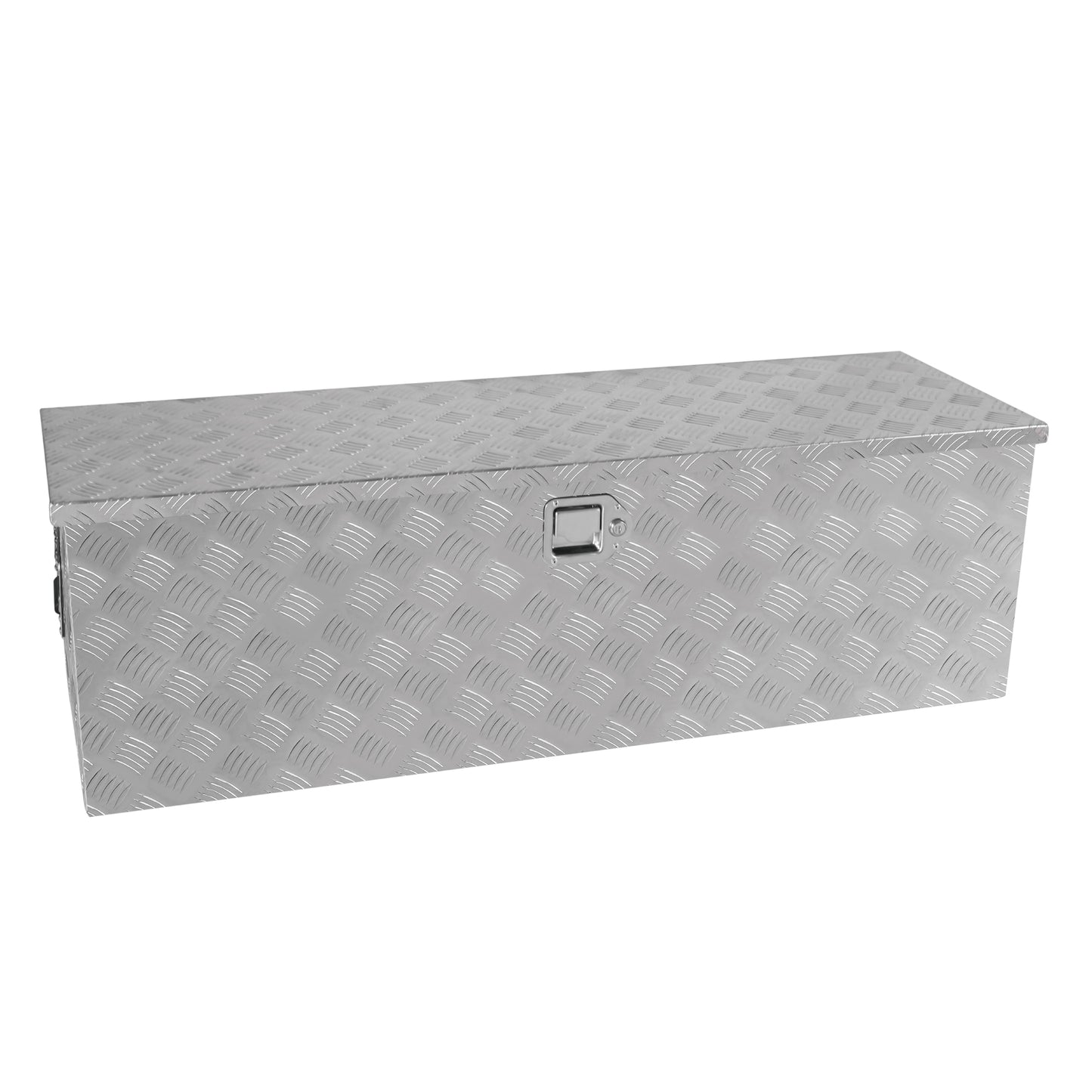 48 Inch Heavy Duty Silver Aluminum Stripes Plated Tool long Box Pick Up Truck Bed RV Trailer Toolbox Storage Organizer, Waterproof Underbody Tool Box Storage with Lock and Key (48"×15.2"×15.2")