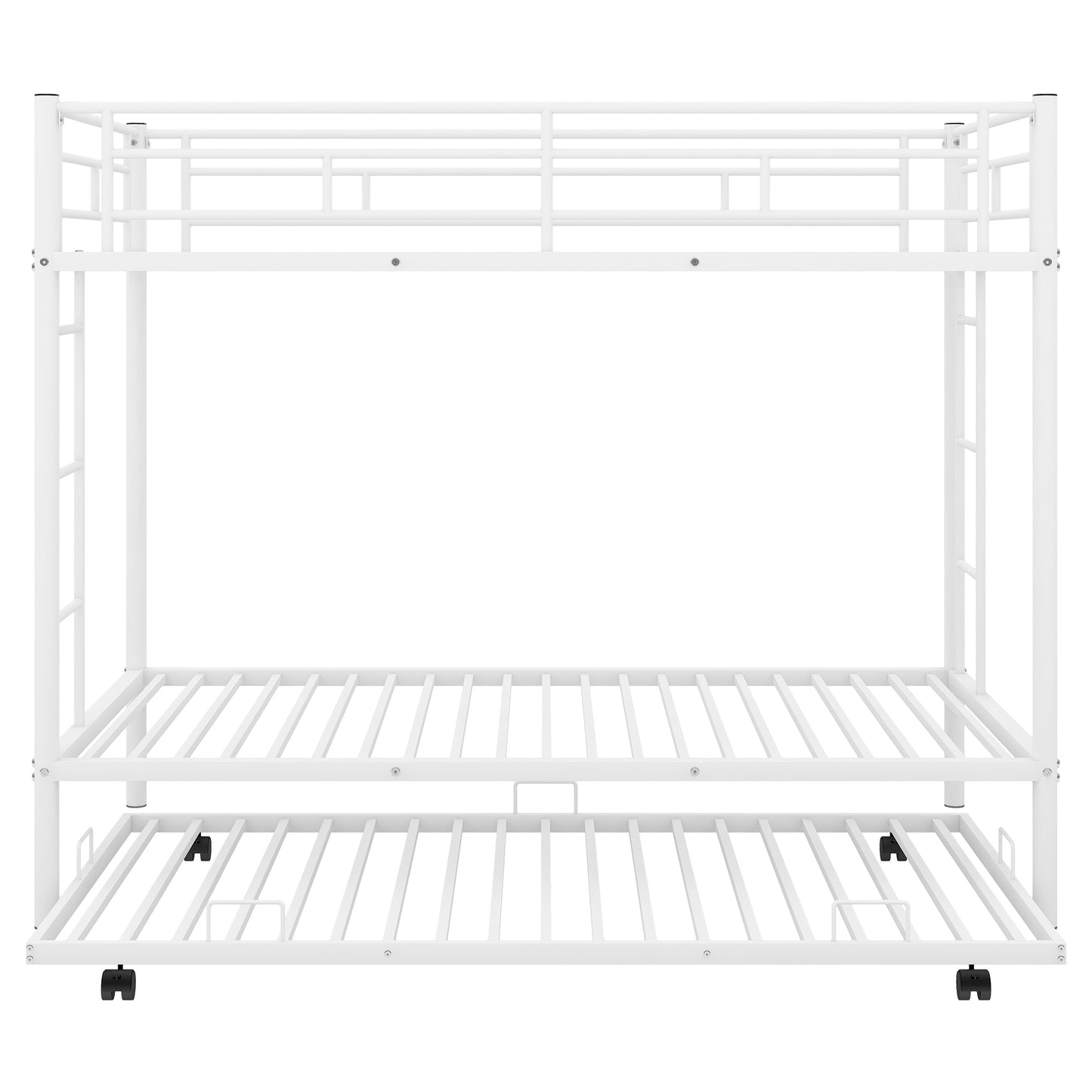 White Space-Saving Twin Bunk Bed with Trundle