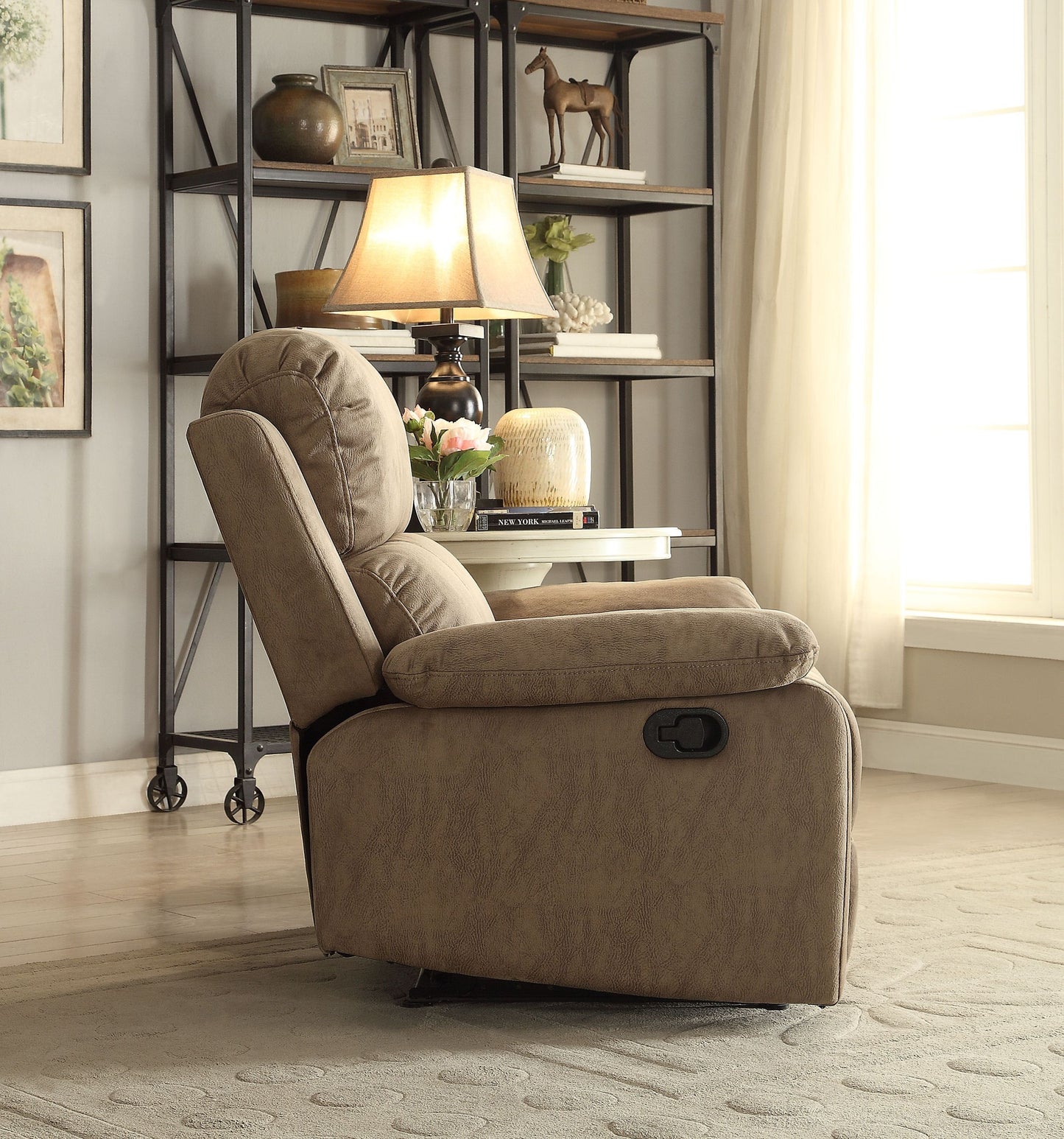 Taupe Polished Microfiber Bina Recliner with Motion