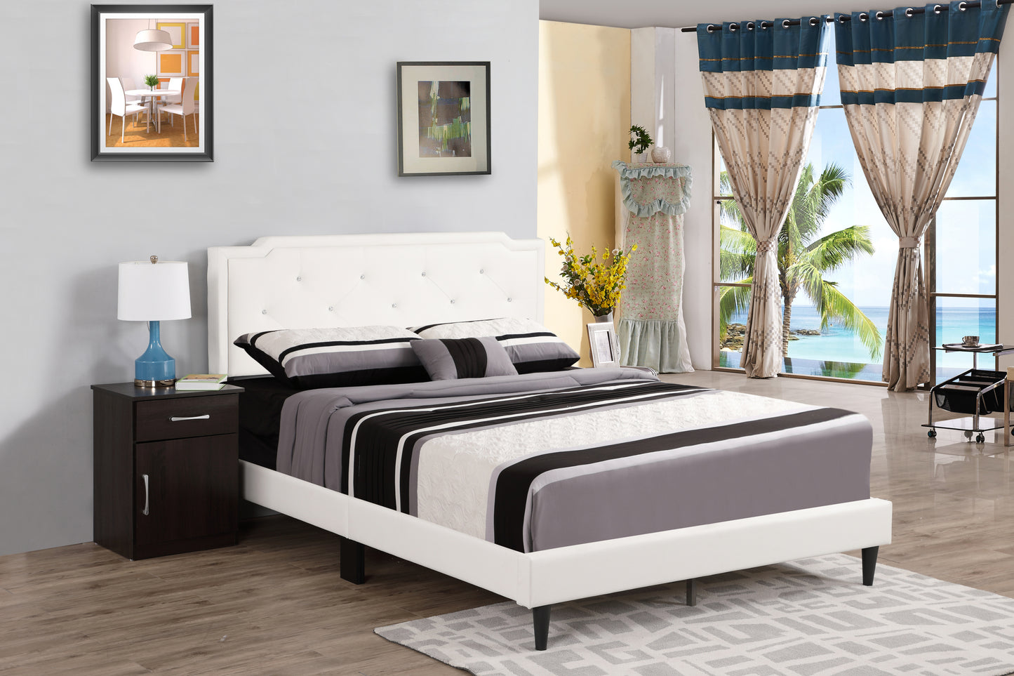 Deb G1118-QB-UP Queen Bed - All In One Box , WHITE