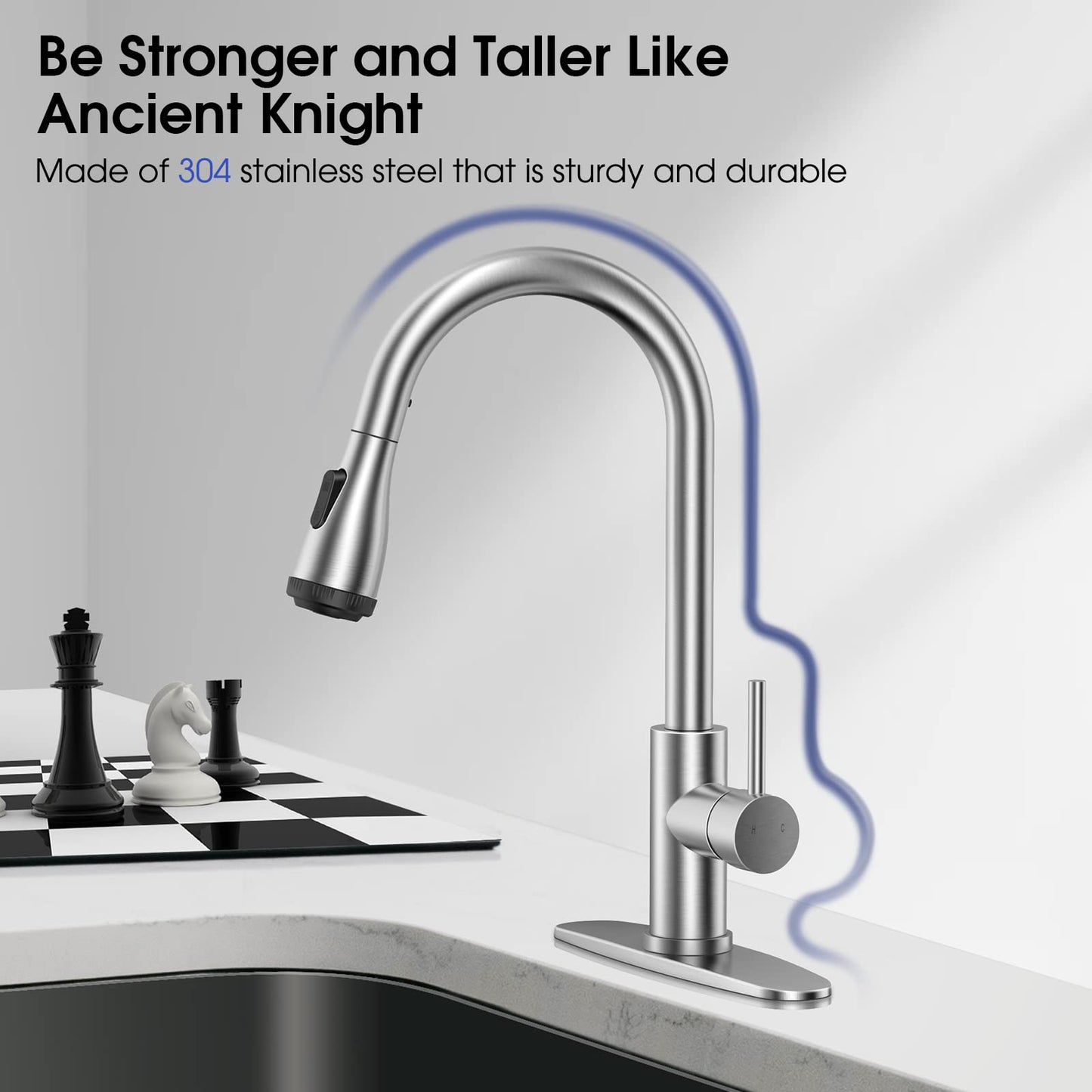 Touchless Kitchen Faucet-Smart Kitchen Sink Faucet sensor, 4Mode Pull Down Kitchen Sprayer, Fingerprint Resistant, Dual Temp. Handle with 1/3 Hole Deck Plate, Stainless Steel, Brushed Nickel