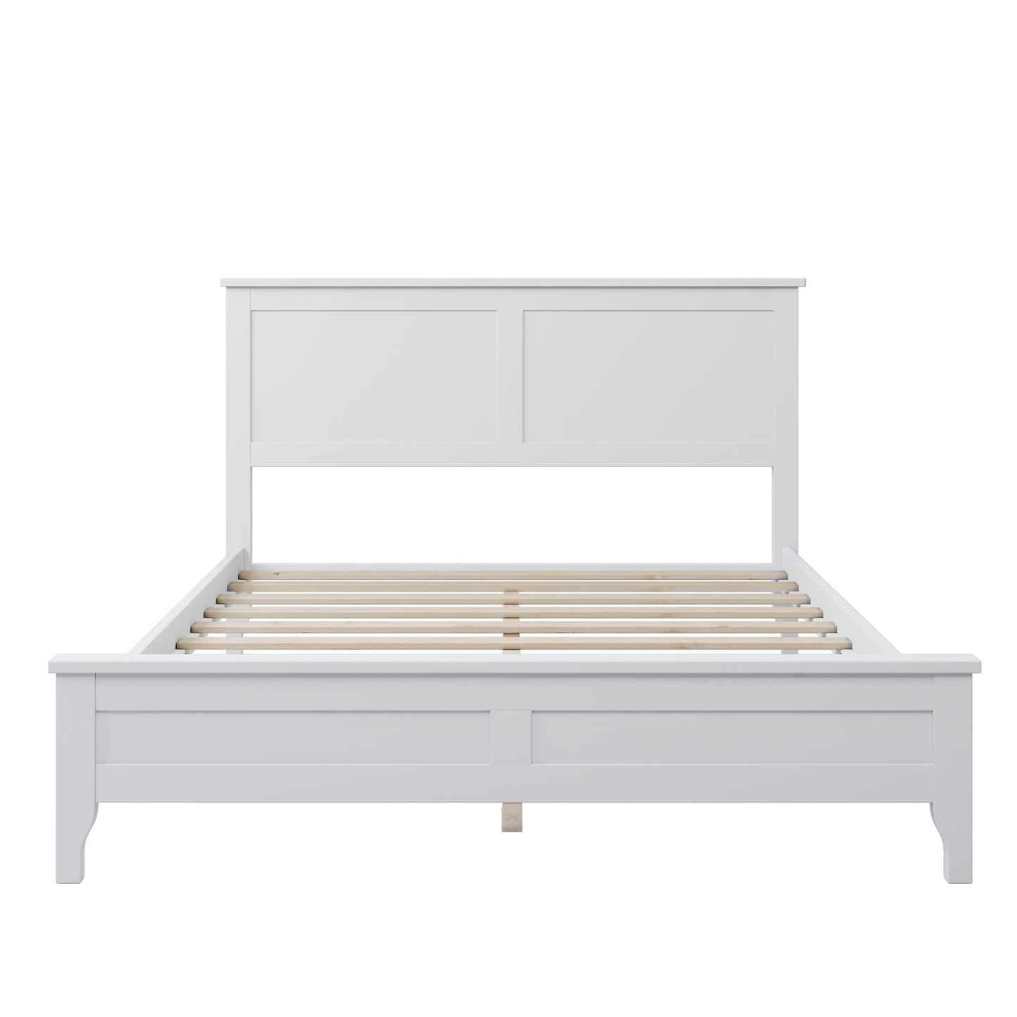 Modern White Solid Wood Full Platform Bed