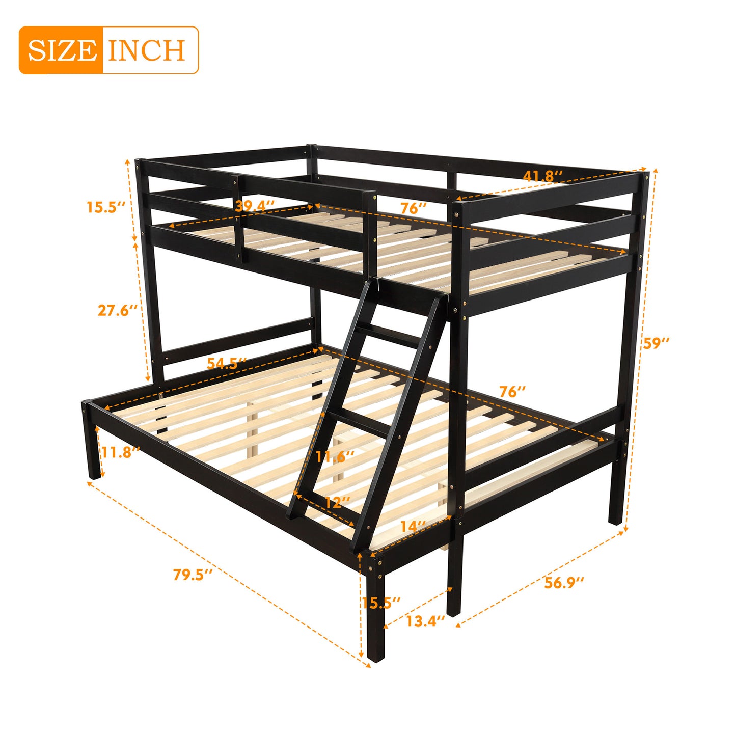 Elegant Twin Full Espresso Bunk Bed with Maximized Space