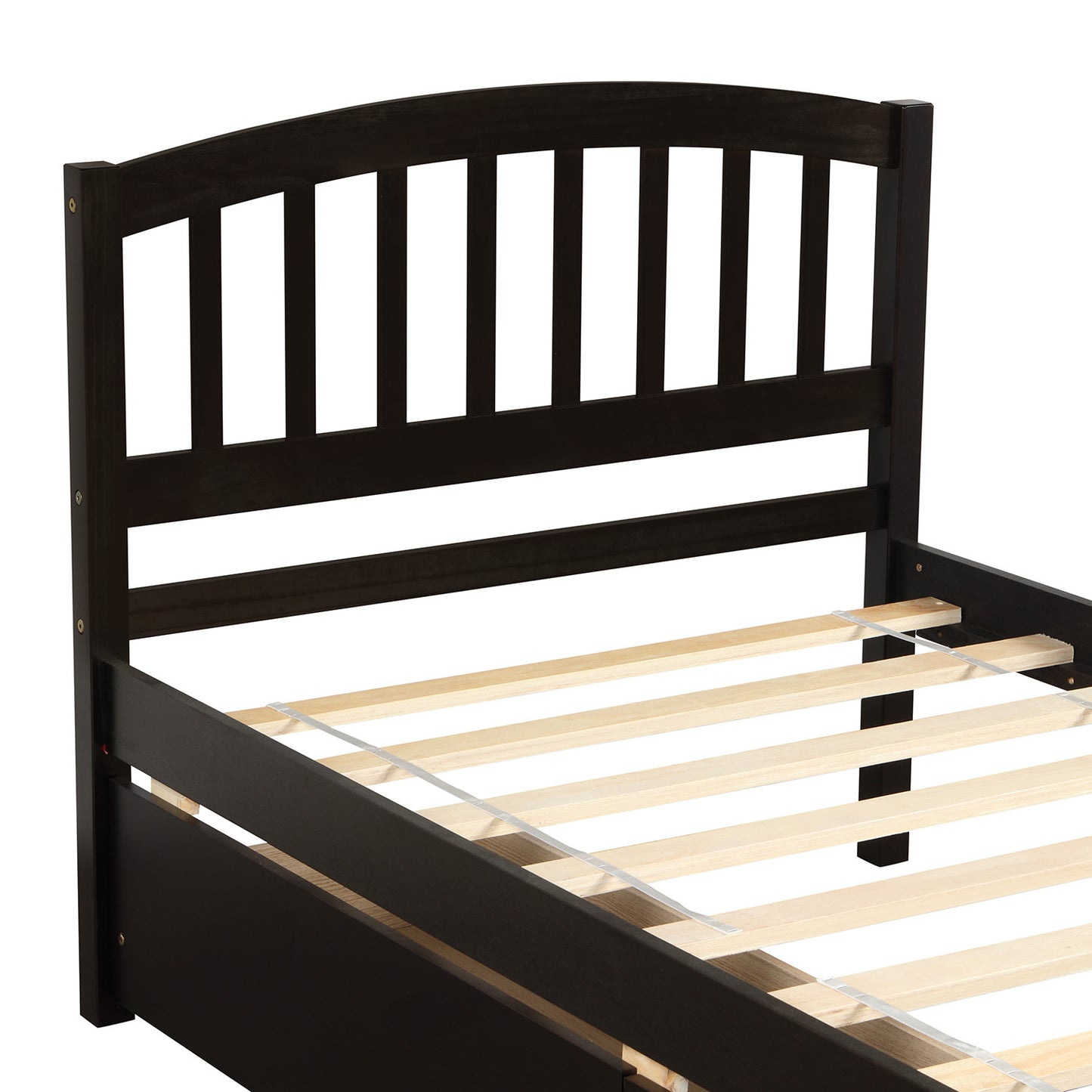 Twin Platform Storage Bed Wood Bed Frame with Two Drawers and Headboard, Espresso(Previous SKU: SF000062PAA)