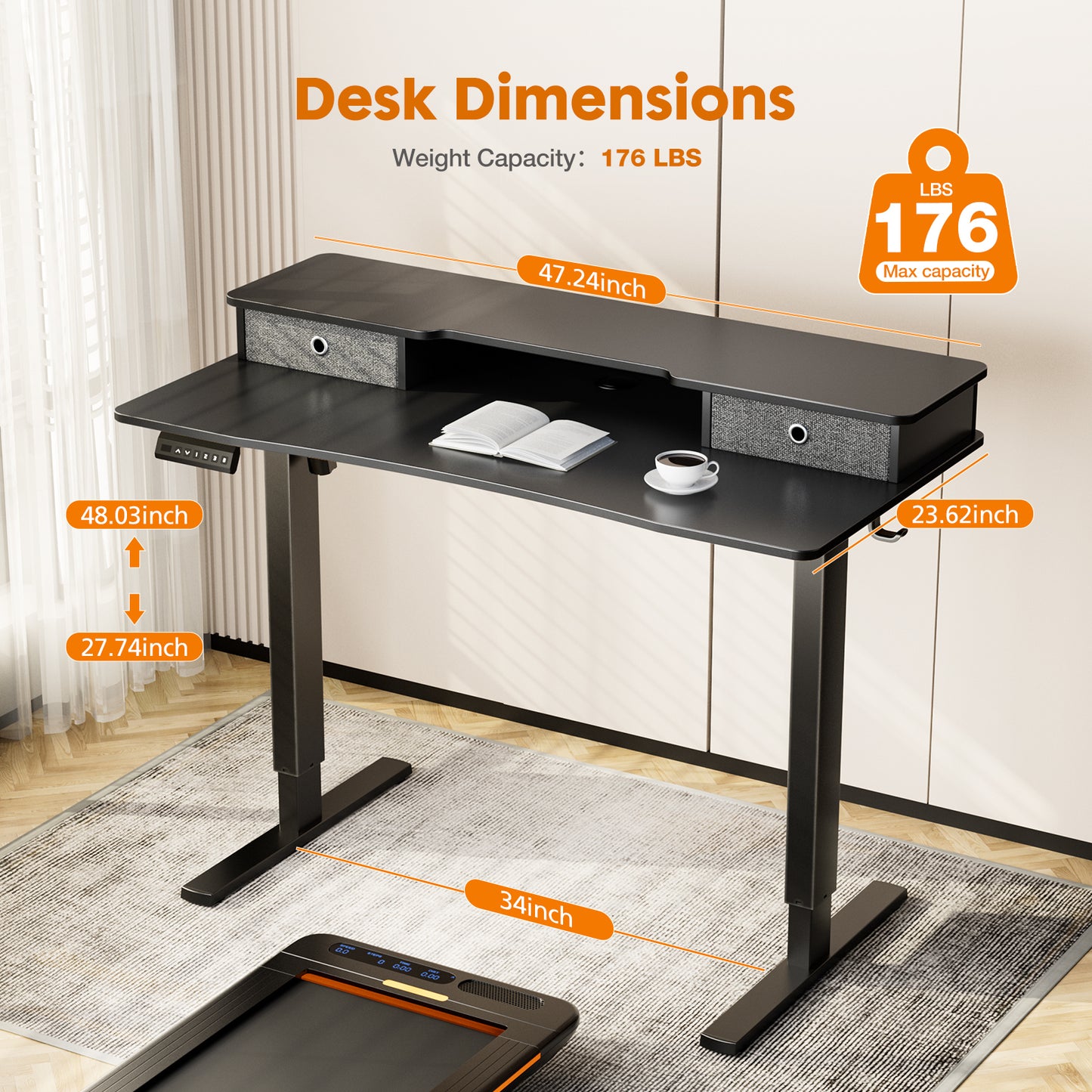 Electric Standing Desk with Adjustable Height and Storage Drawers for Optimal Health