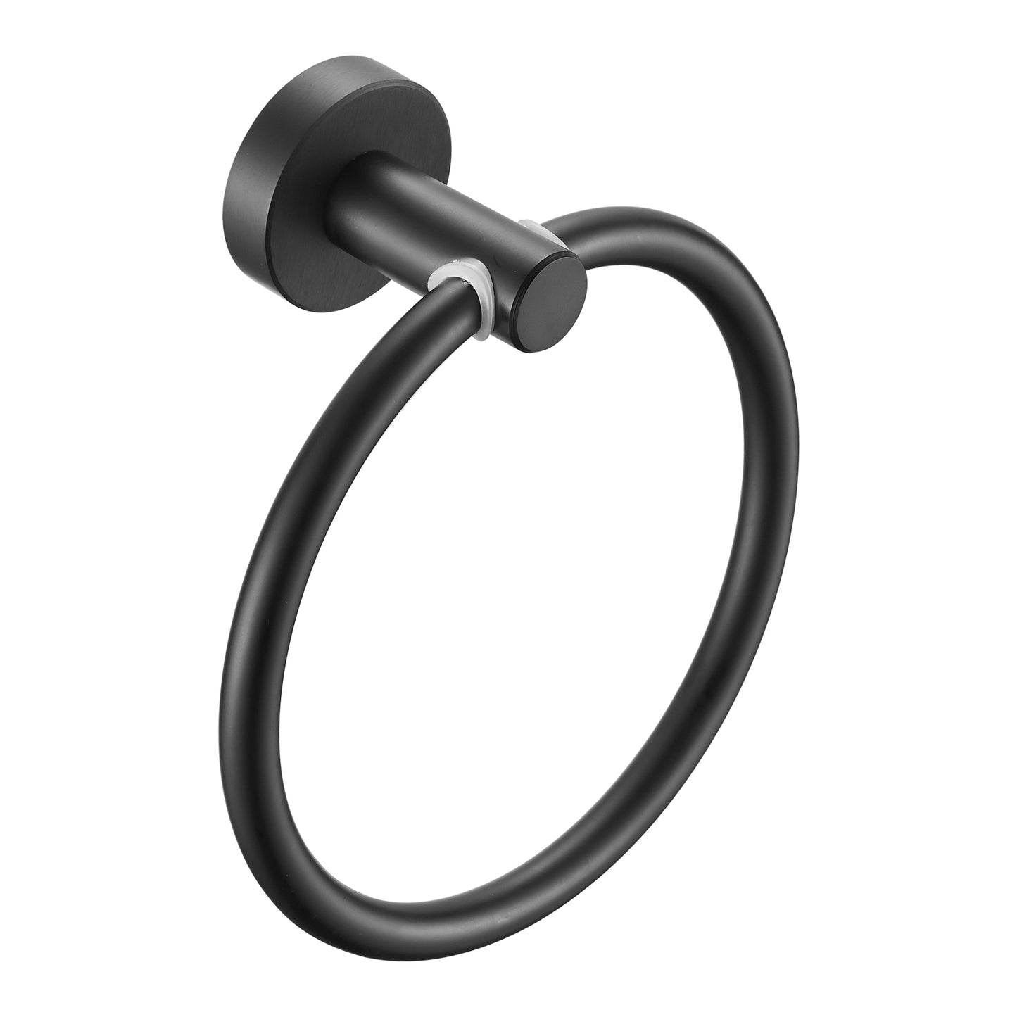 Matte Black Swivel Bathroom Hand Towel Ring with Fully-Enclosed Circle Design