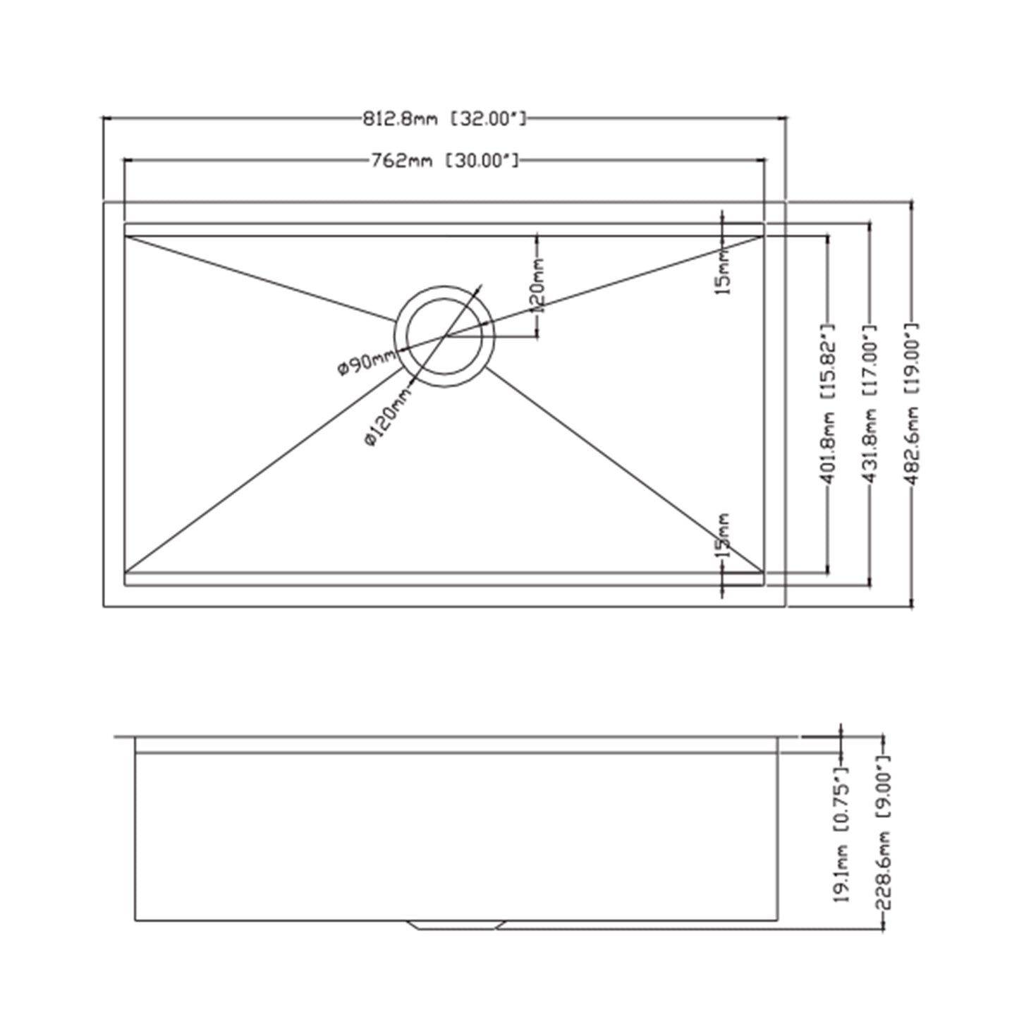 32x19 Inch Stainless Steel Kitchen Sink with Workstation and Accessories