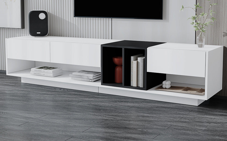 Elegant Two-Tone Media Console with Versatile Storage Solution for Living Room