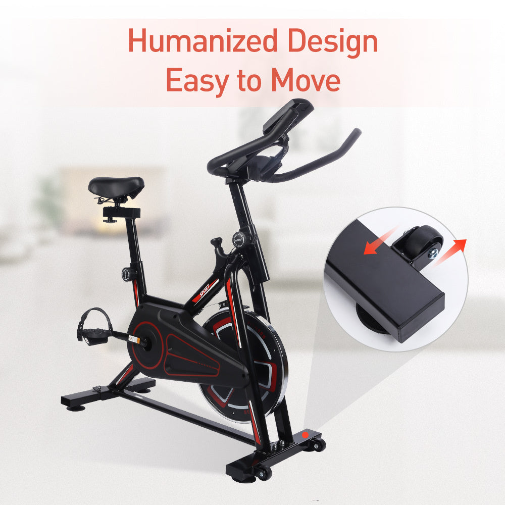 Indoor Cycling Bike, Stationary Exercise Bike with iPad Mount and Comfortable Seat Cushion, Silent Belt Drive, Spinning Bikes with Resistance for Home Gym Cardio Fitness Training