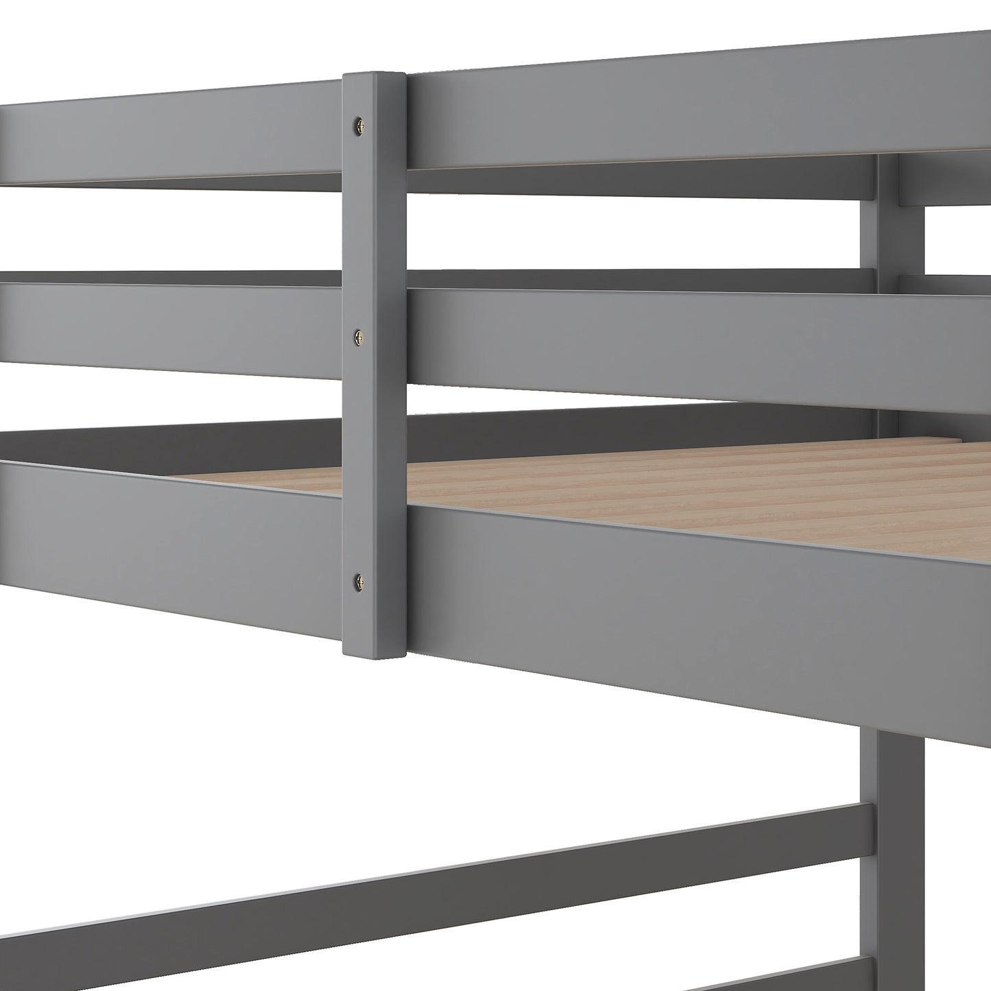 Gray Double Bunk Bed with Built-In Ladder