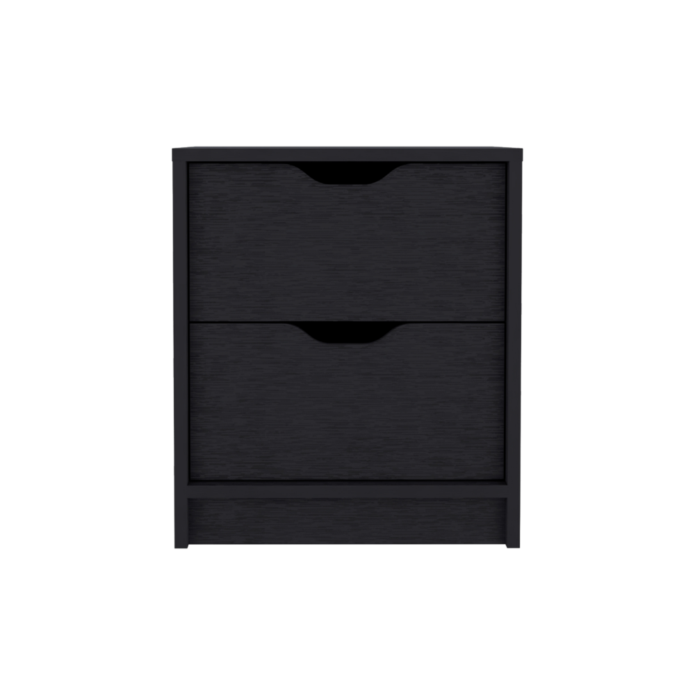 Basilea 2 Drawers Nightstand, Pull Out System -Black