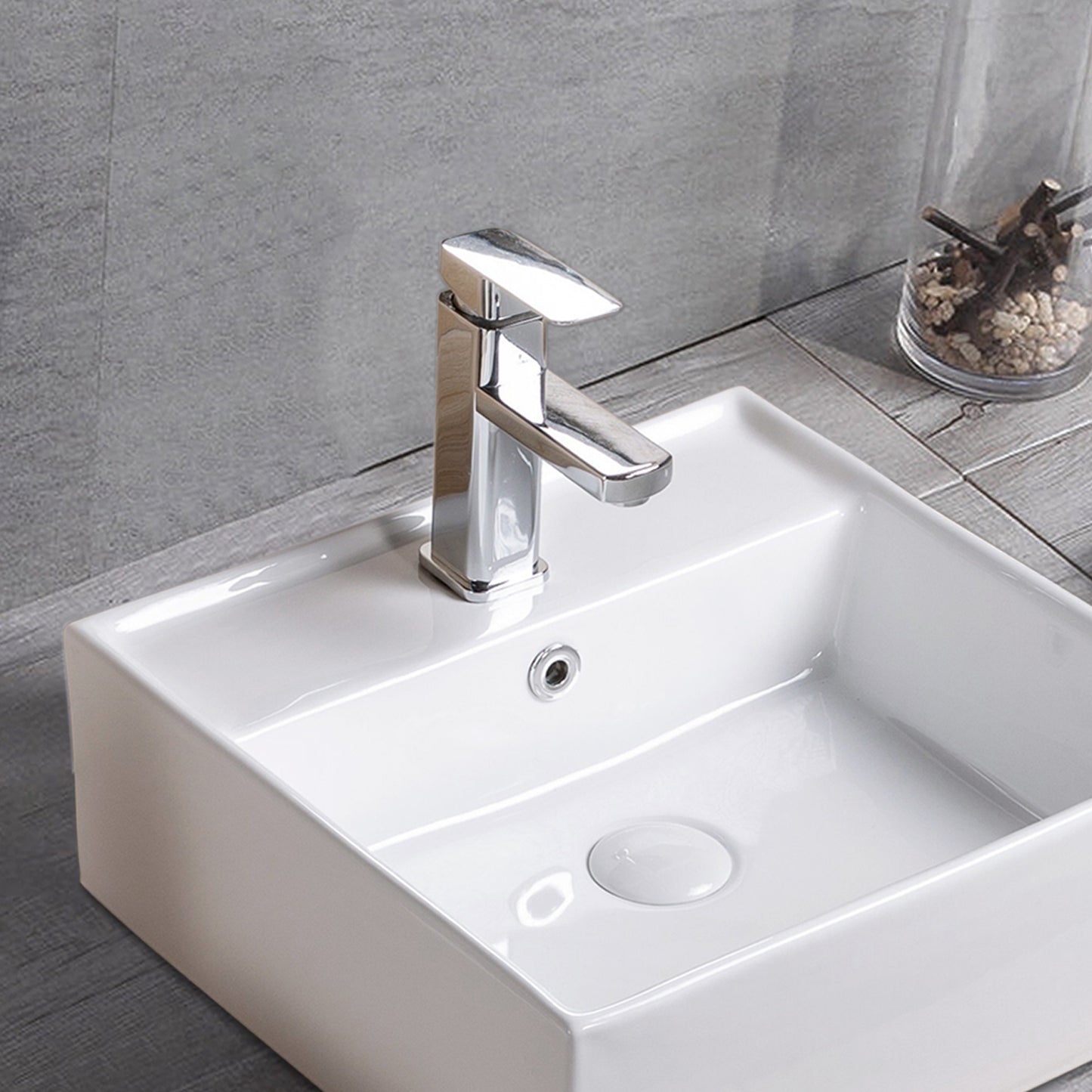 Vessel  Bathroom Sink Basin in White Ceramic