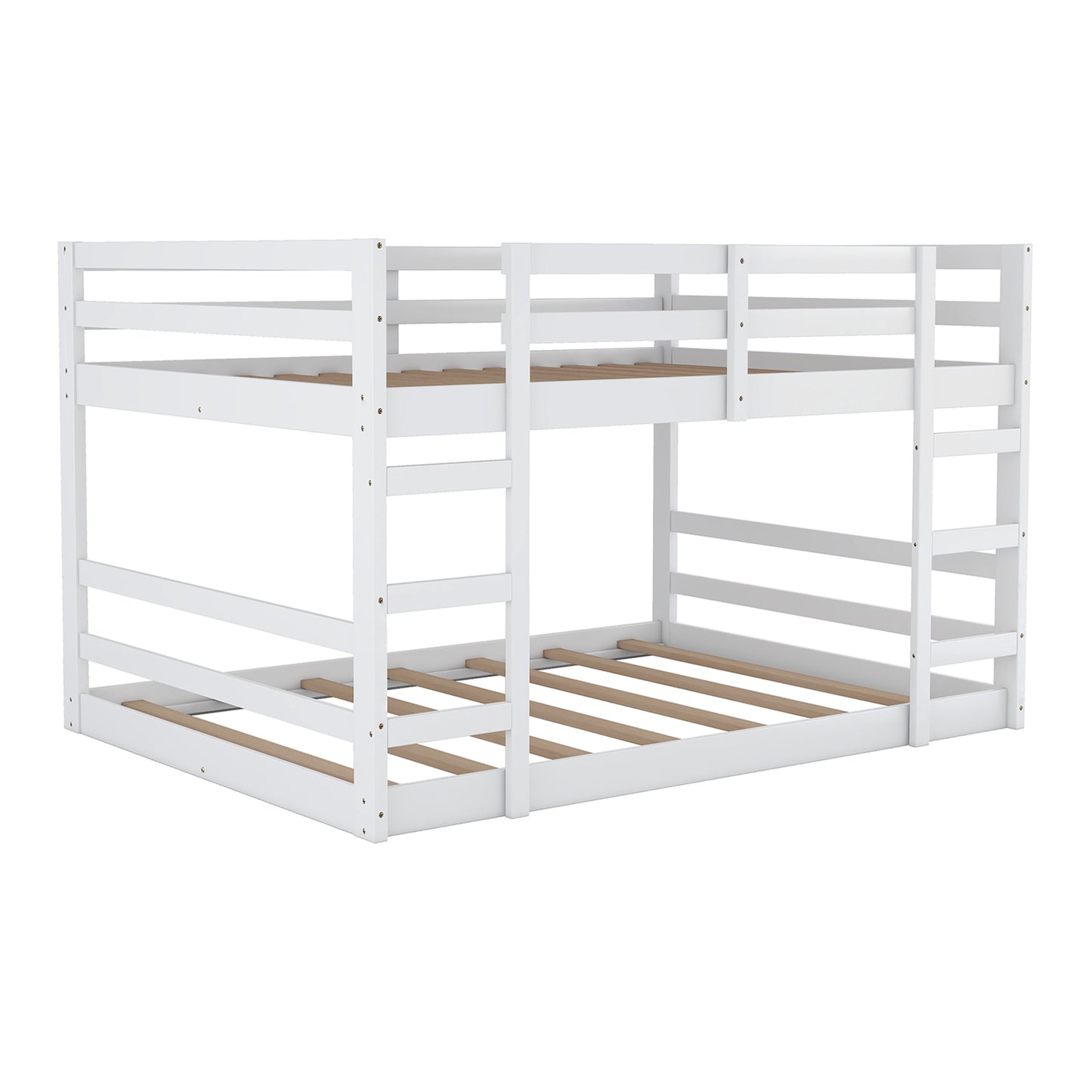 White Twin Over Full Bunk Bed with Ladder