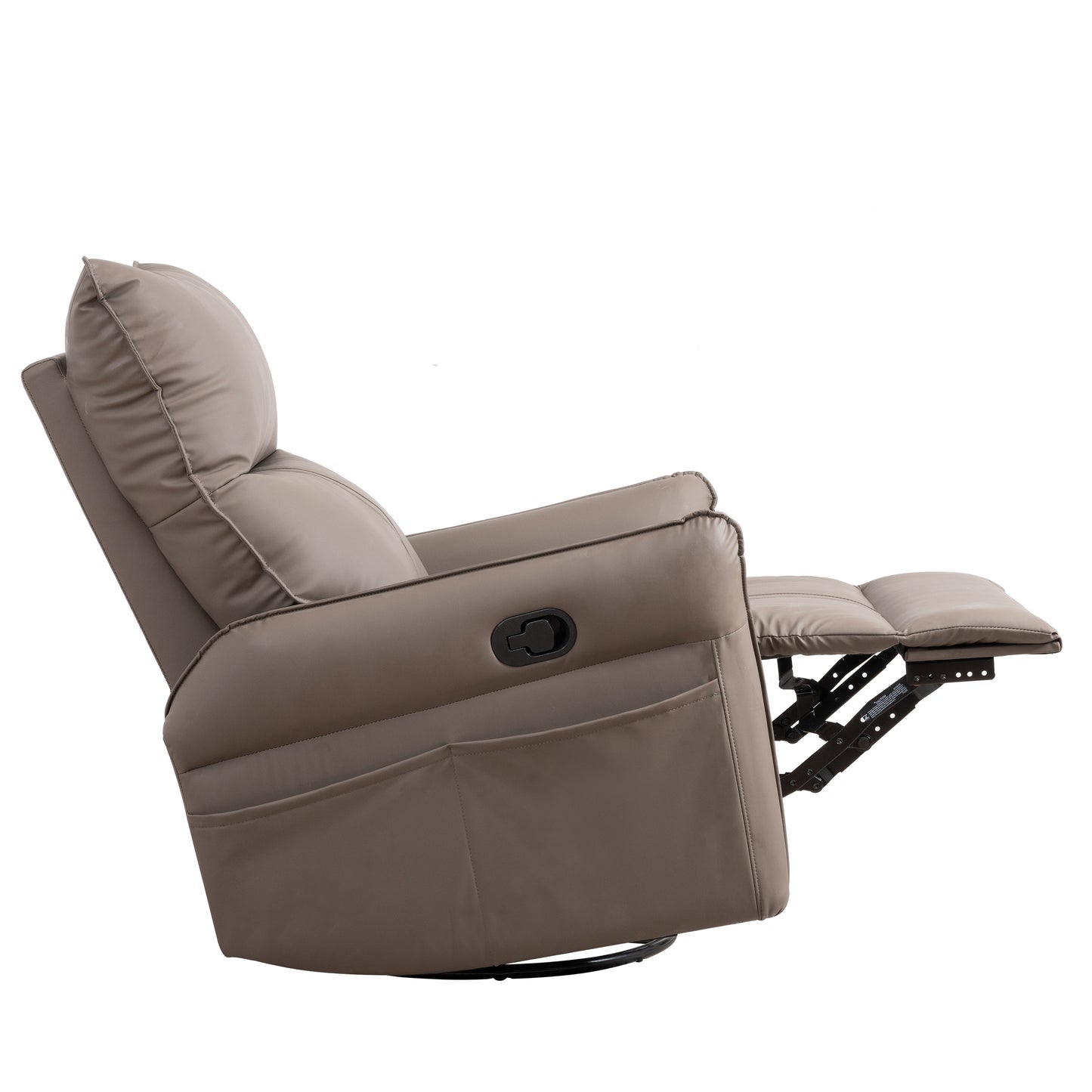 Brown PU Swivel Recliner Chair with Rocking Function