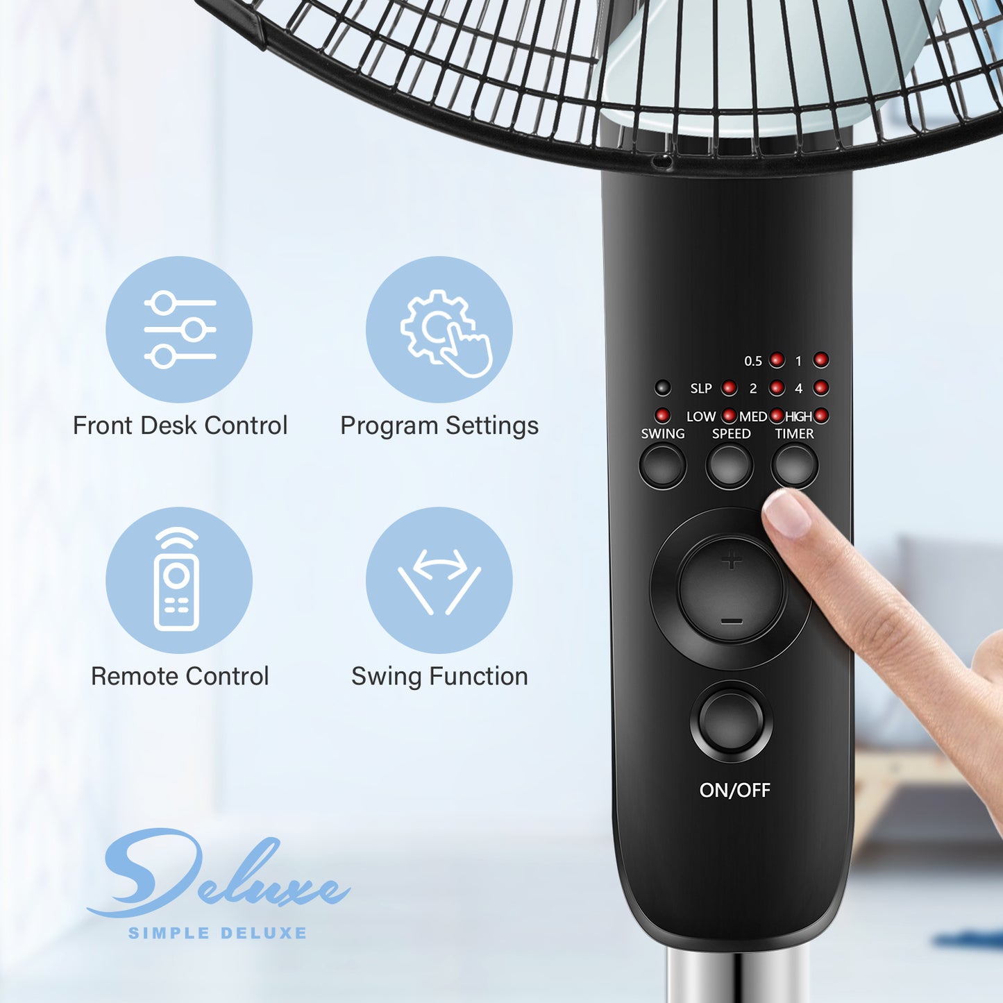 Adjustable 16″ Oscillating Pedestal Fan with Remote Control and 3 Speeds for Indoor Cooling