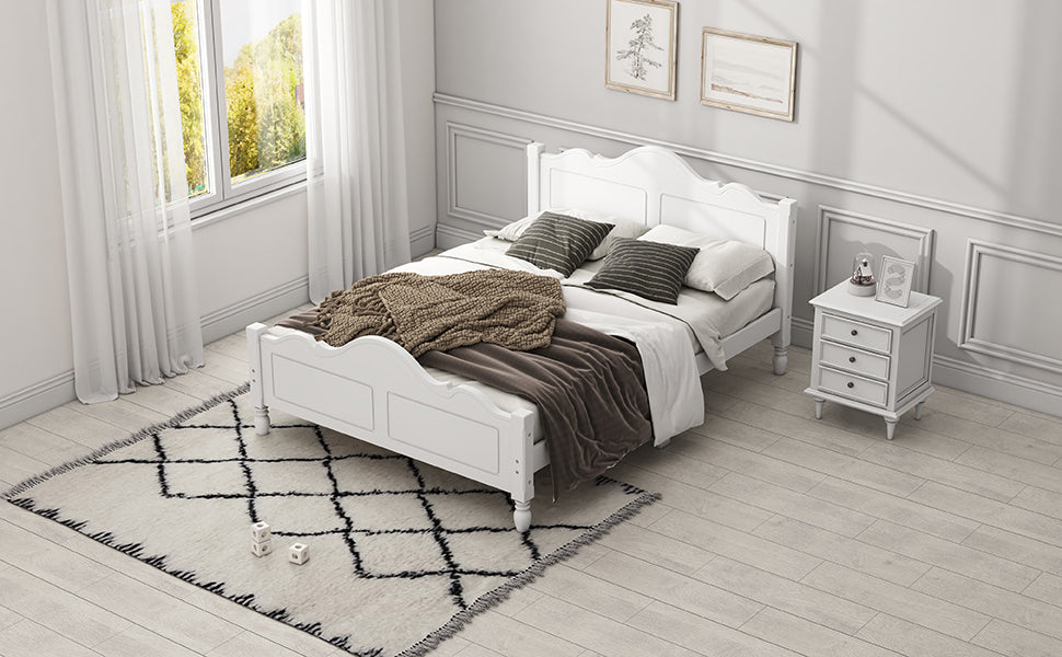 Modern Wooden Platform Bed with Headboard,Queen