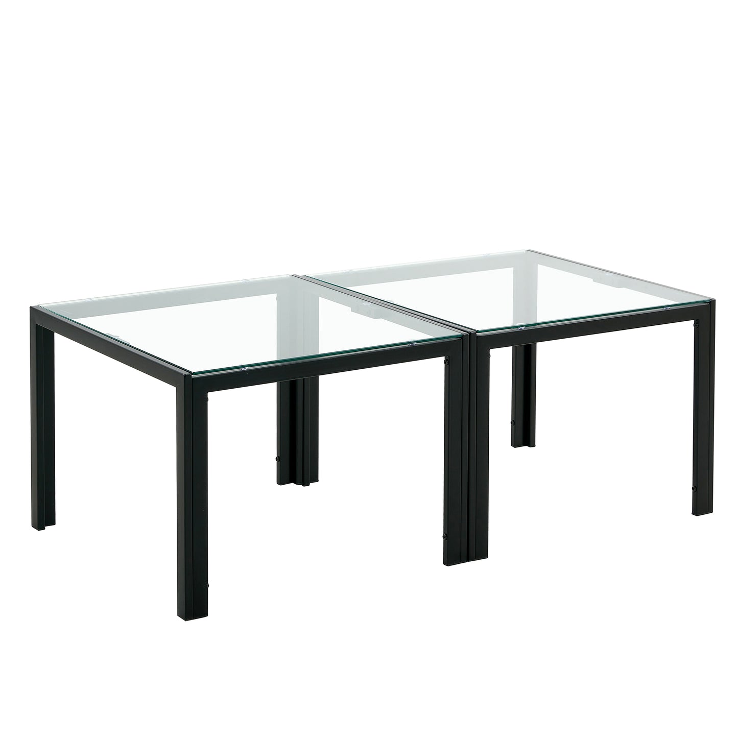 Square Glass Coffee Table Set of 2 for Modern Living Room, Elegant Design