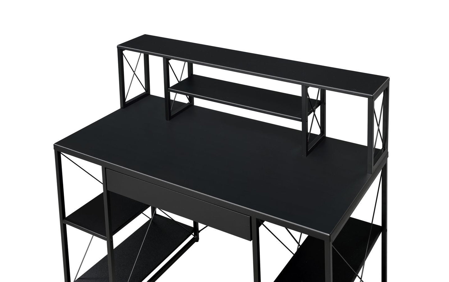 Versatile Contemporary-Industrial Amiel Desk with Ample Black Storage