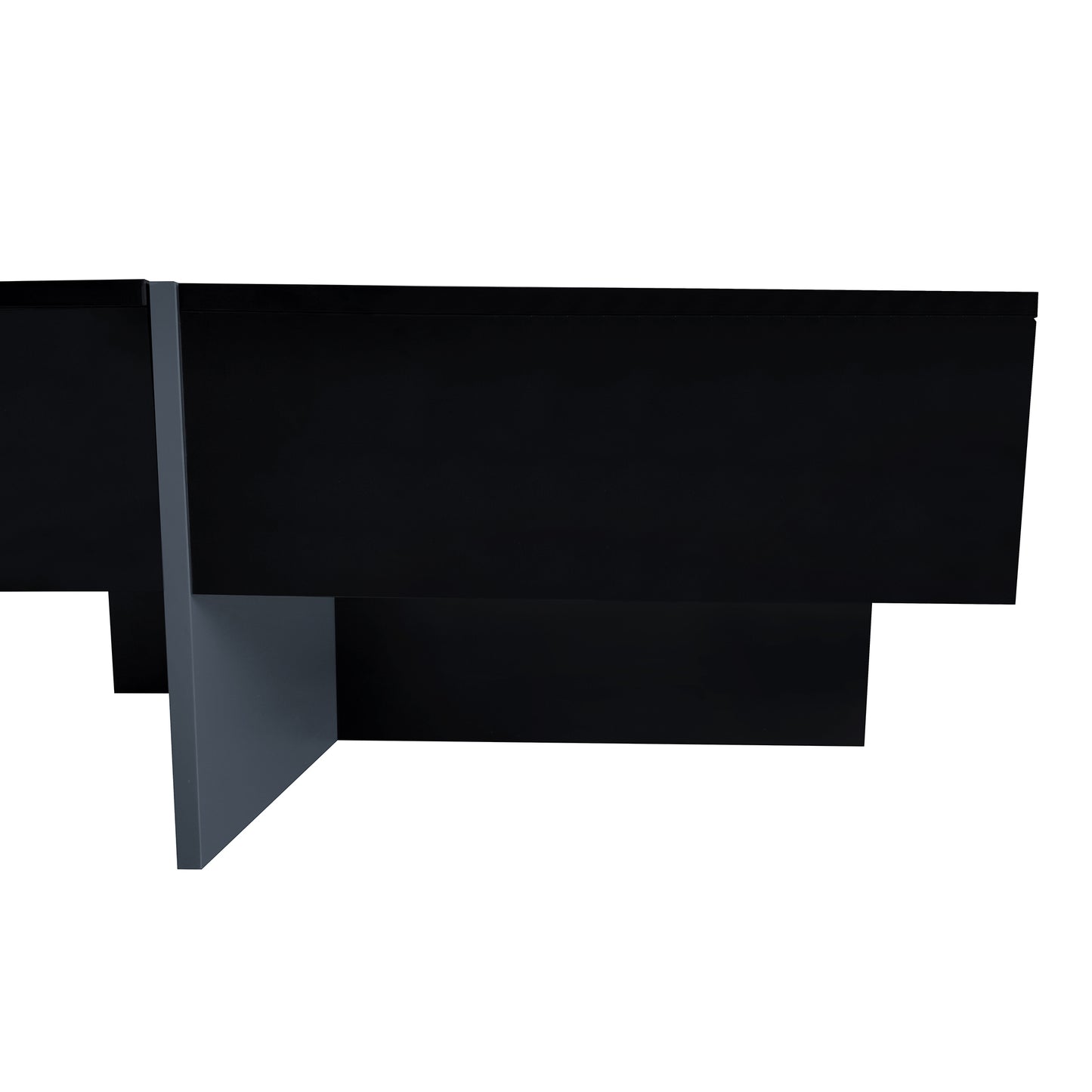 Puzzle Design Coffee Table with Extendable Sliding Tabletop and Hidden Storage Compartments