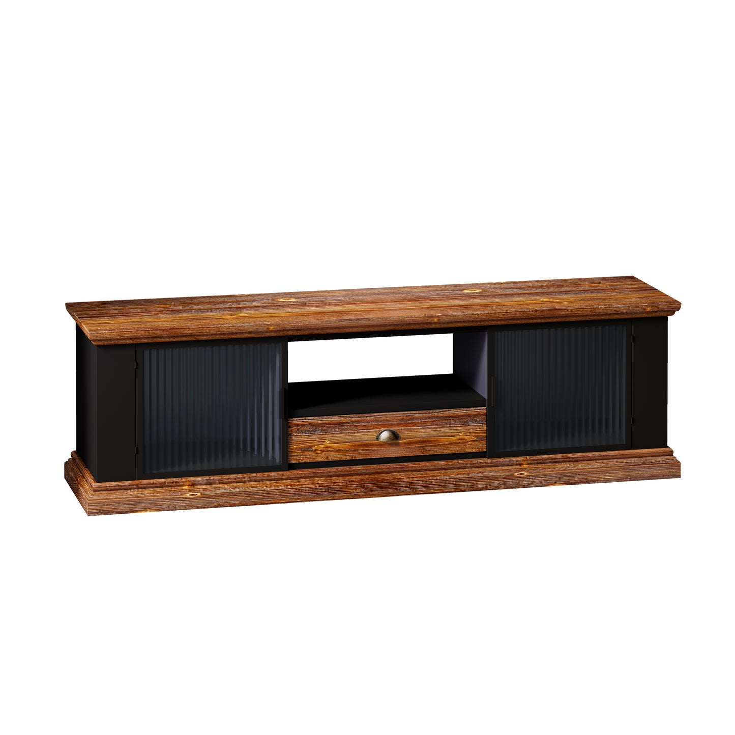 Sleek TV Console Table with Storage Cabinets and Drawer, Media Cabinet for Home Decor