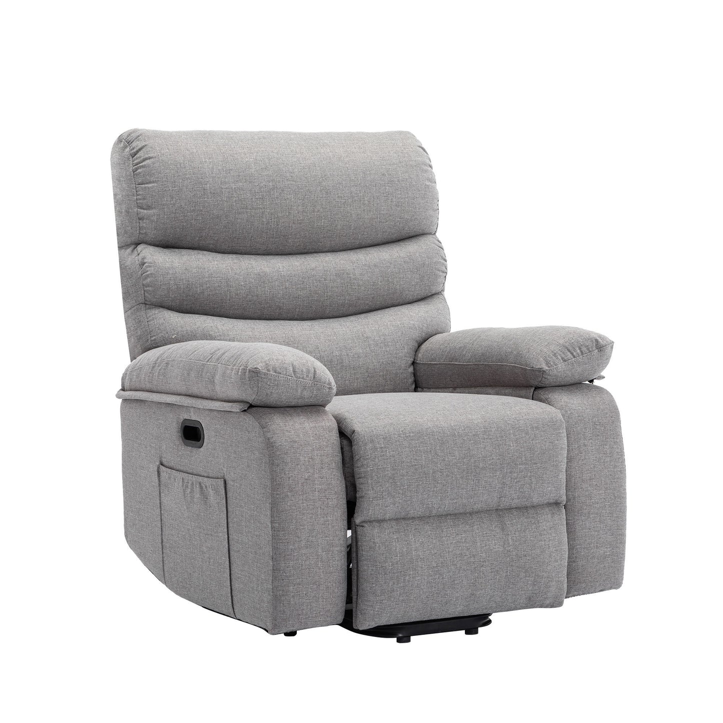 Elderly Power Lift Recliner Chair with Heating, Massage, and USB Charging: Cotton Linen Gray