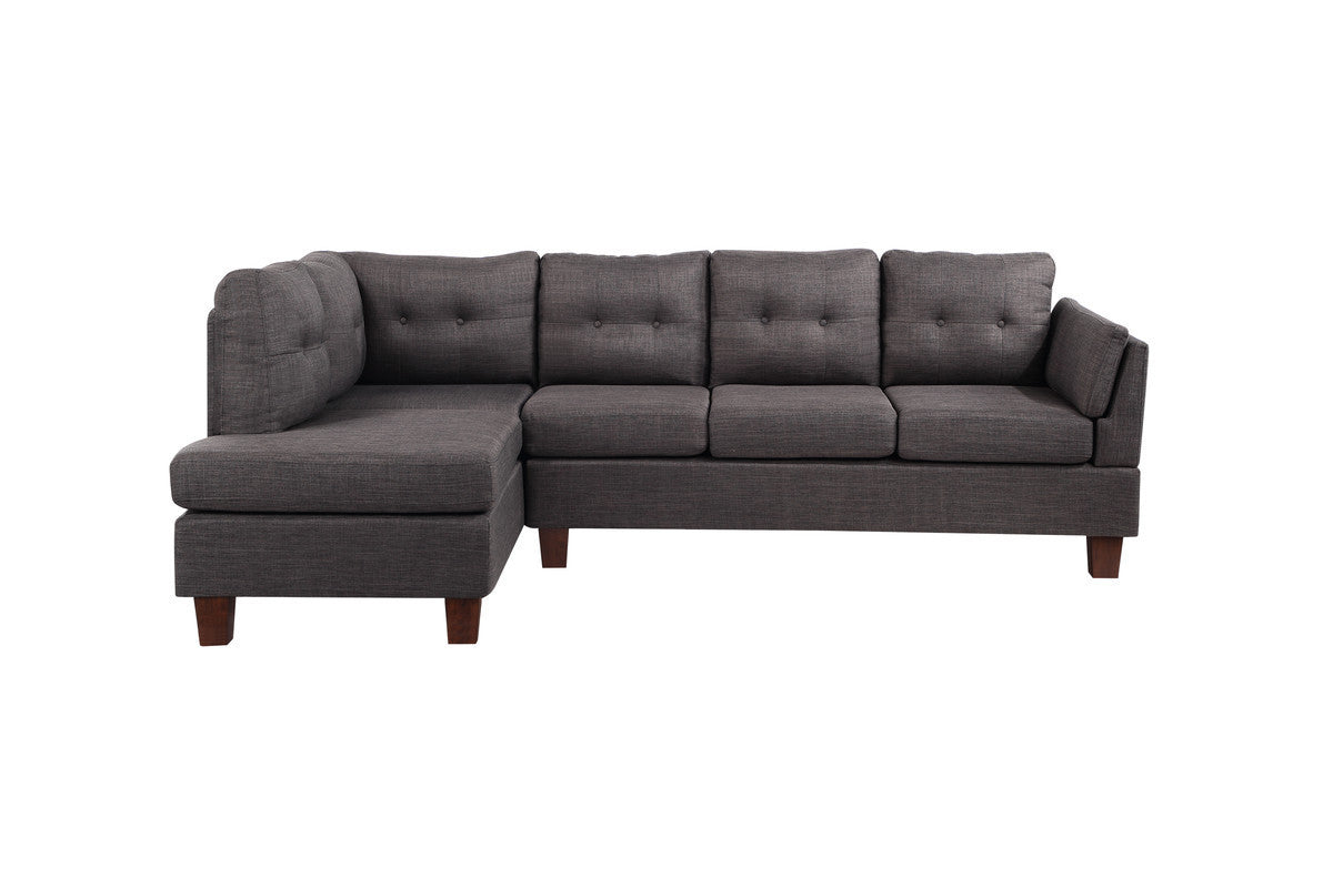 Dalia Contemporary Dark Gray Linen Sectional Sofa with Left Chaise Configuration